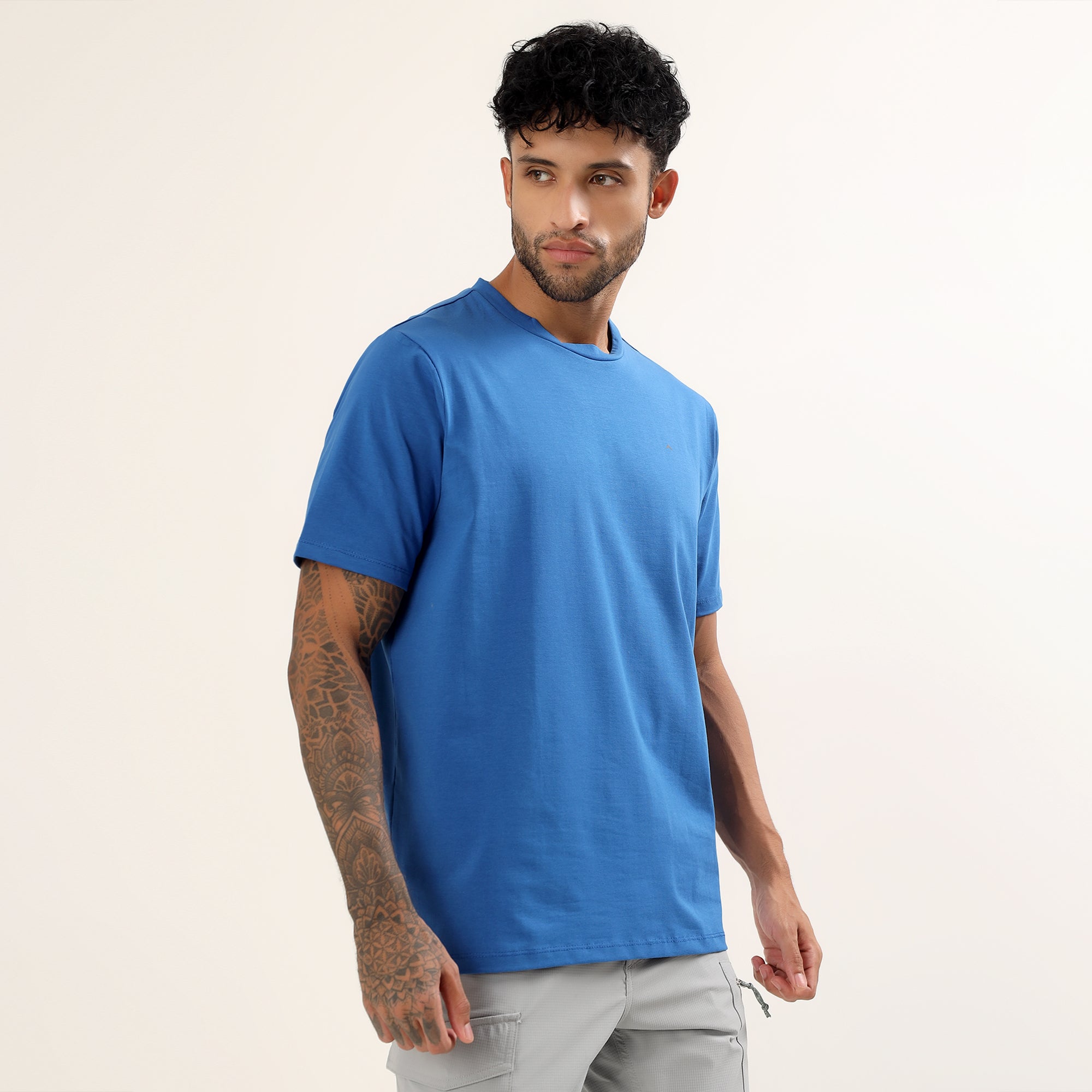 Adventra Men Cotton Lycra Round Neck T-Shirt | APR500 | Navy Blue-thumbmail-7
