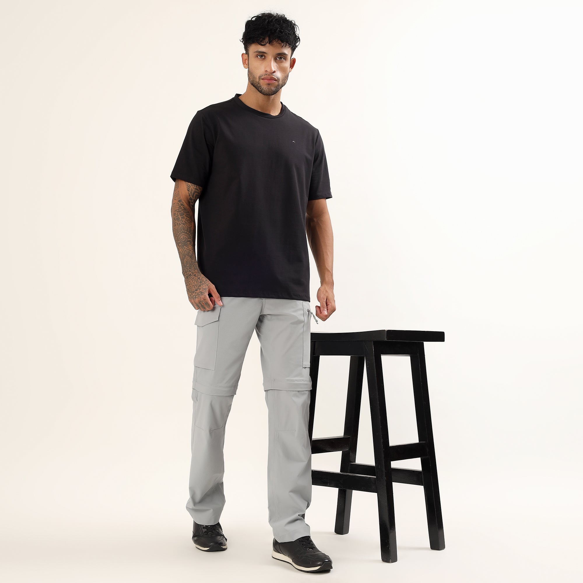 Adventra Men Cotton Lycra Round Neck T-Shirt | APR500 | Black-thumbmail-7