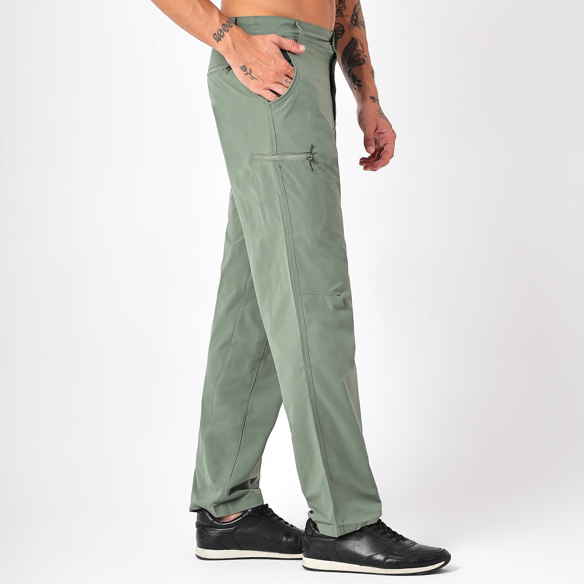 Men's Lightweight Cargo Pants with Zipper Pockets (EH910) - Olive-thumbmail-6