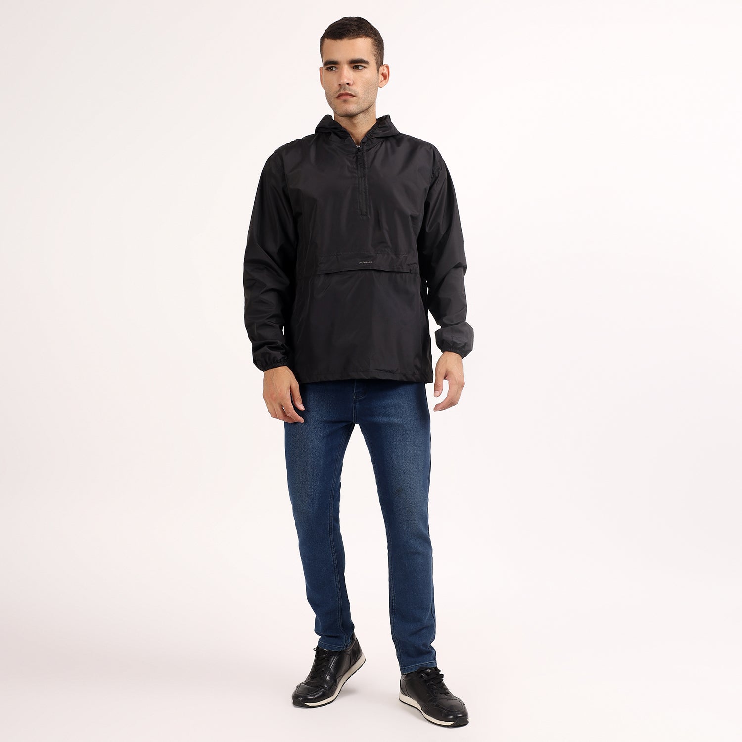 Rain Jacket with pouch, Half zip rain coat, Lightweight, Waterproof | RJ100 | Black-thumbmail-8