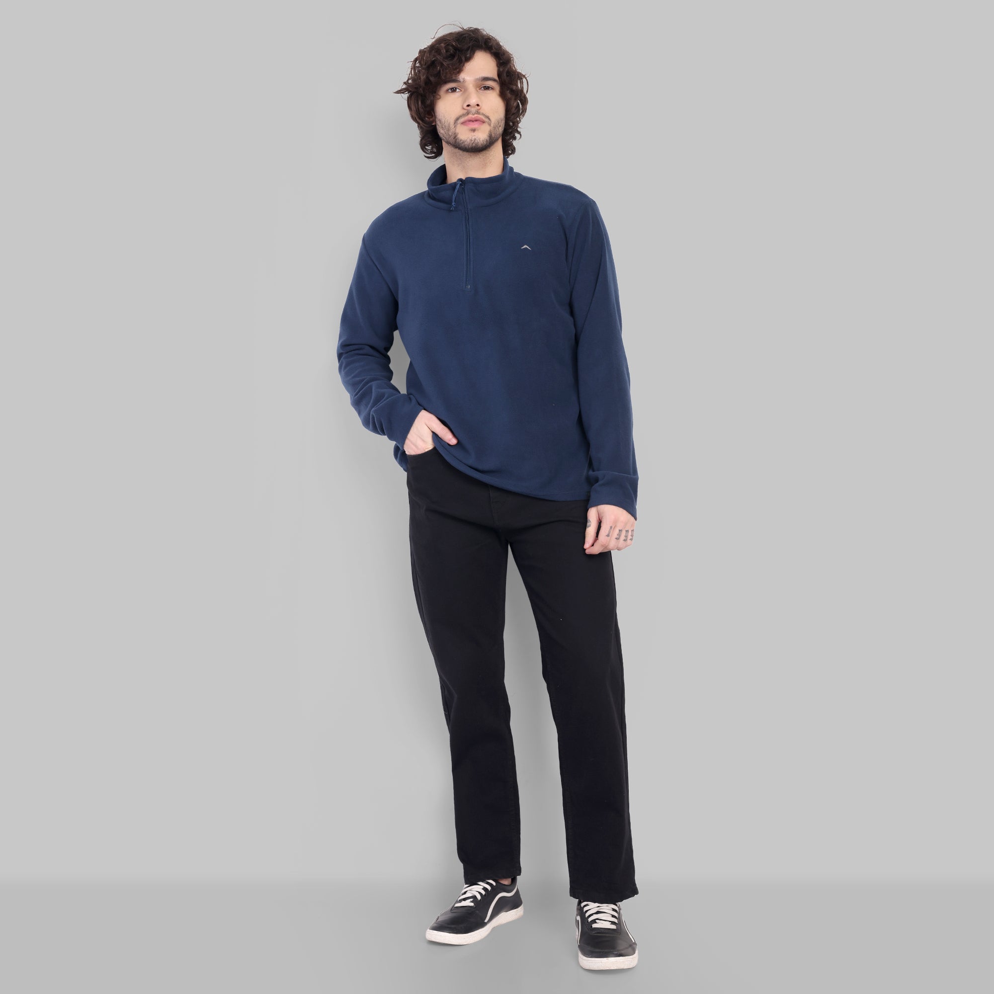 Half Zip Fleece Jacket – Lightweight (ET1000) Navy Blue-thumbmail-2