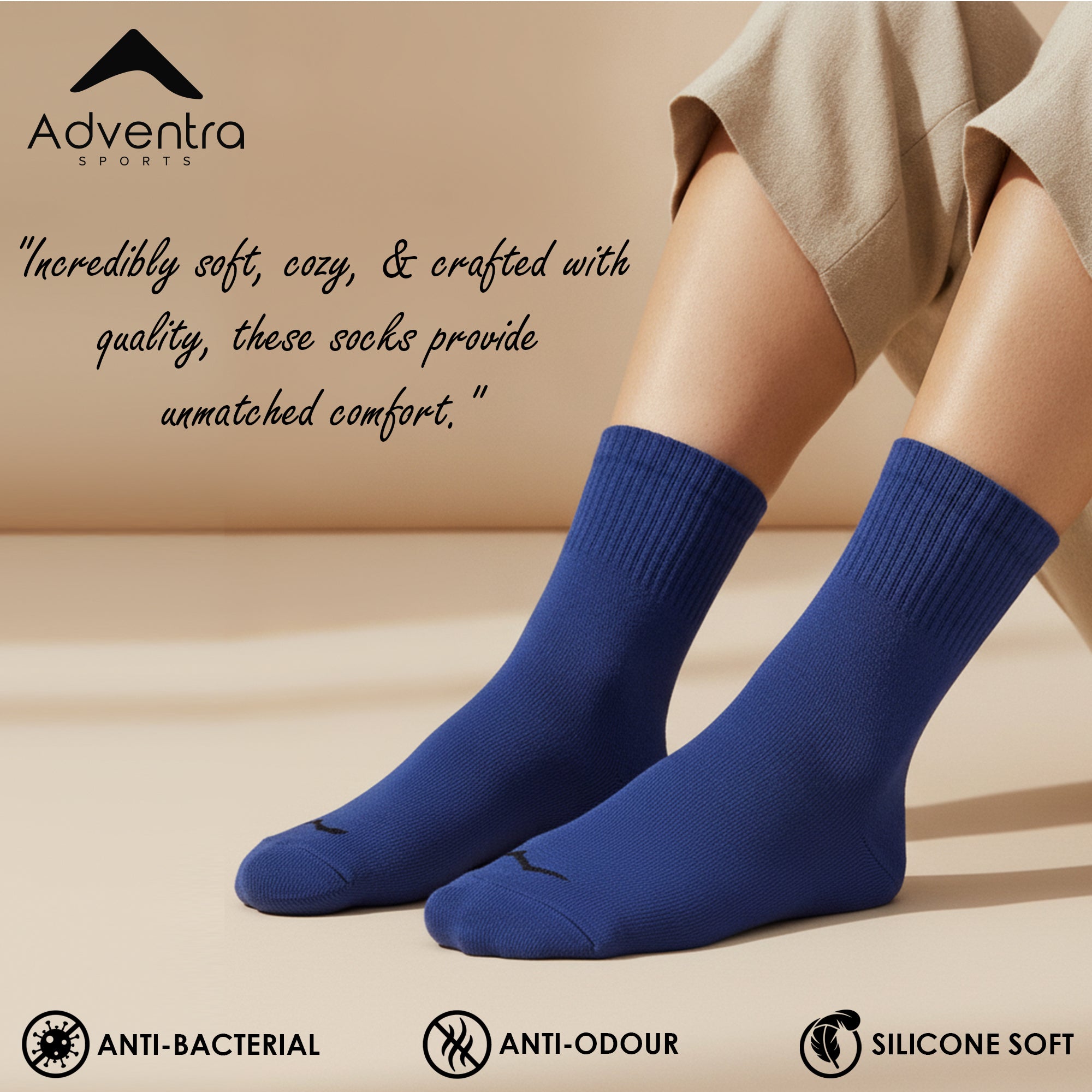 Mid Ankle Socks - Pack of 2 (BS500) - Blue-Black-thumbmail-3