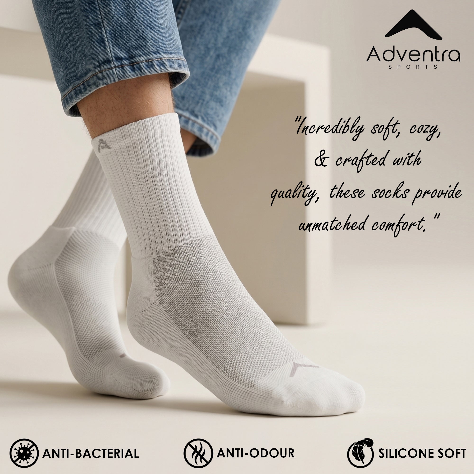 High Ankle Socks - Pack of 2 (ES500) - Olive and White-thumbmail-3