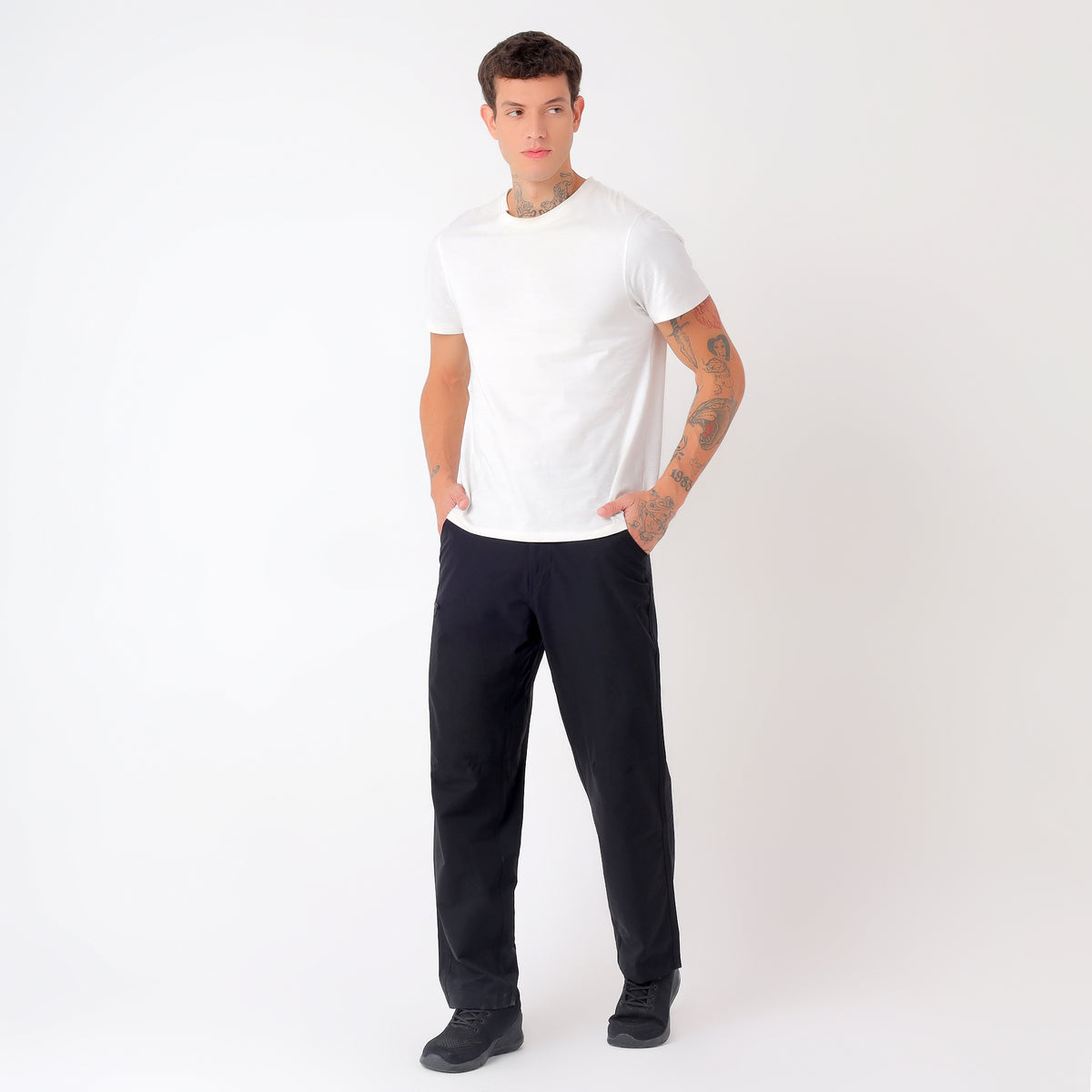 Men's Lightweight Cargo Pants with Zipper Pockets (EH910) - Black-thumbmail-6