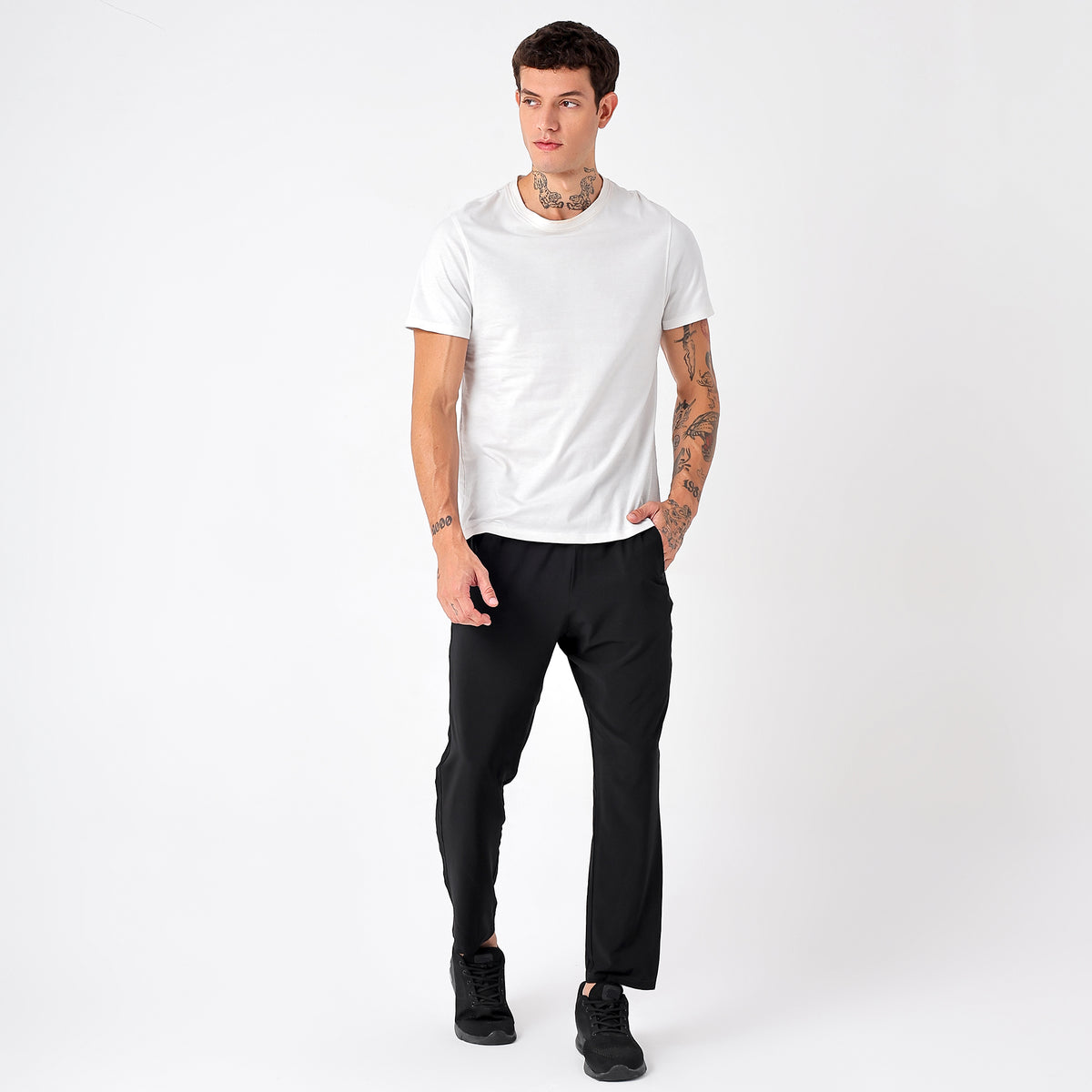 Men's Long Track Pants with 1 Zipper Pocket (EH930) Black-thumbmail-6