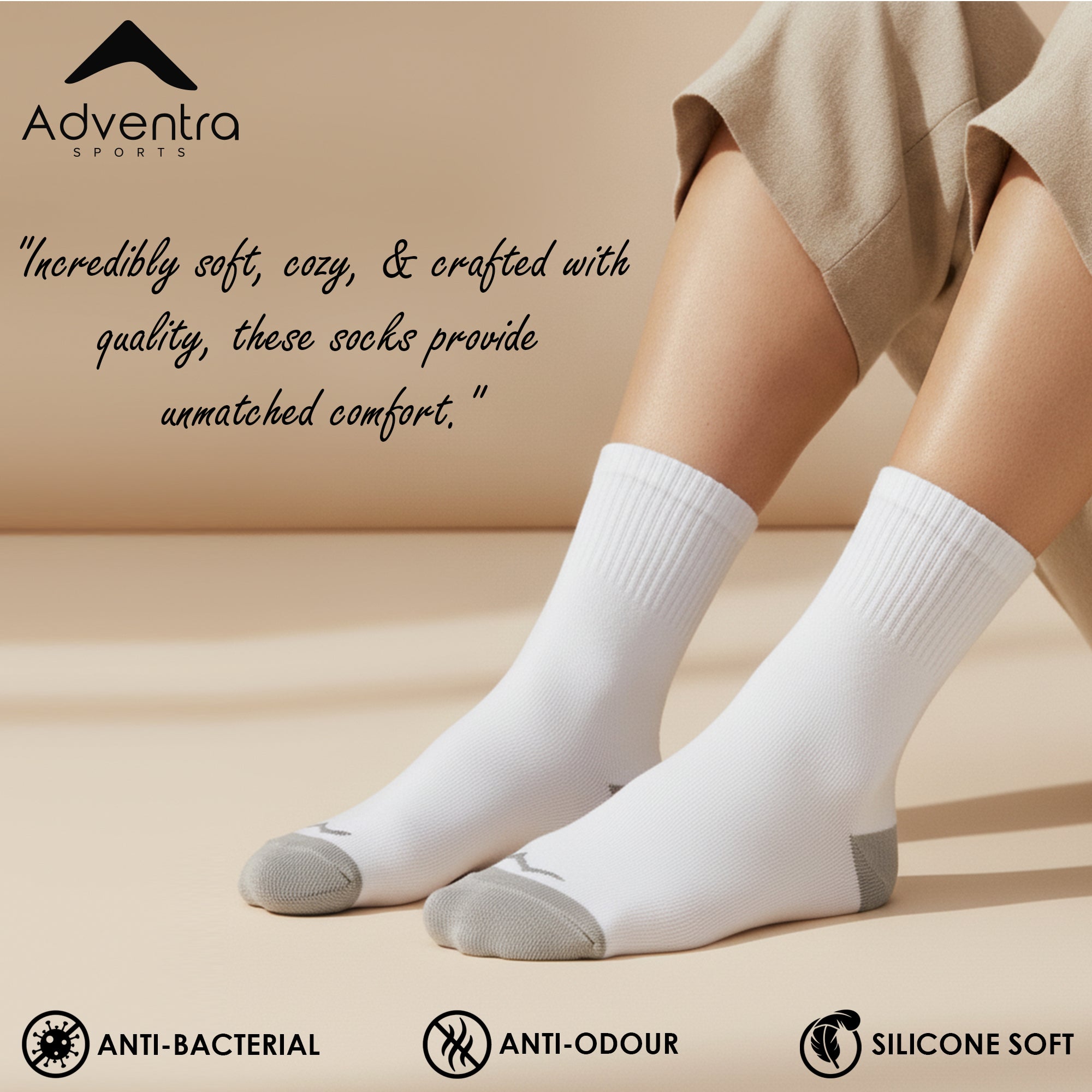 Mid Ankle Socks - Pack of 2 (BS500) - White - Blue-thumbmail-3