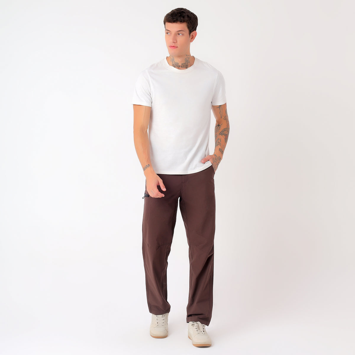 Men's Lightweight Cargo Pants with Zipper Pockets (EH910) - Brown-thumbmail-6