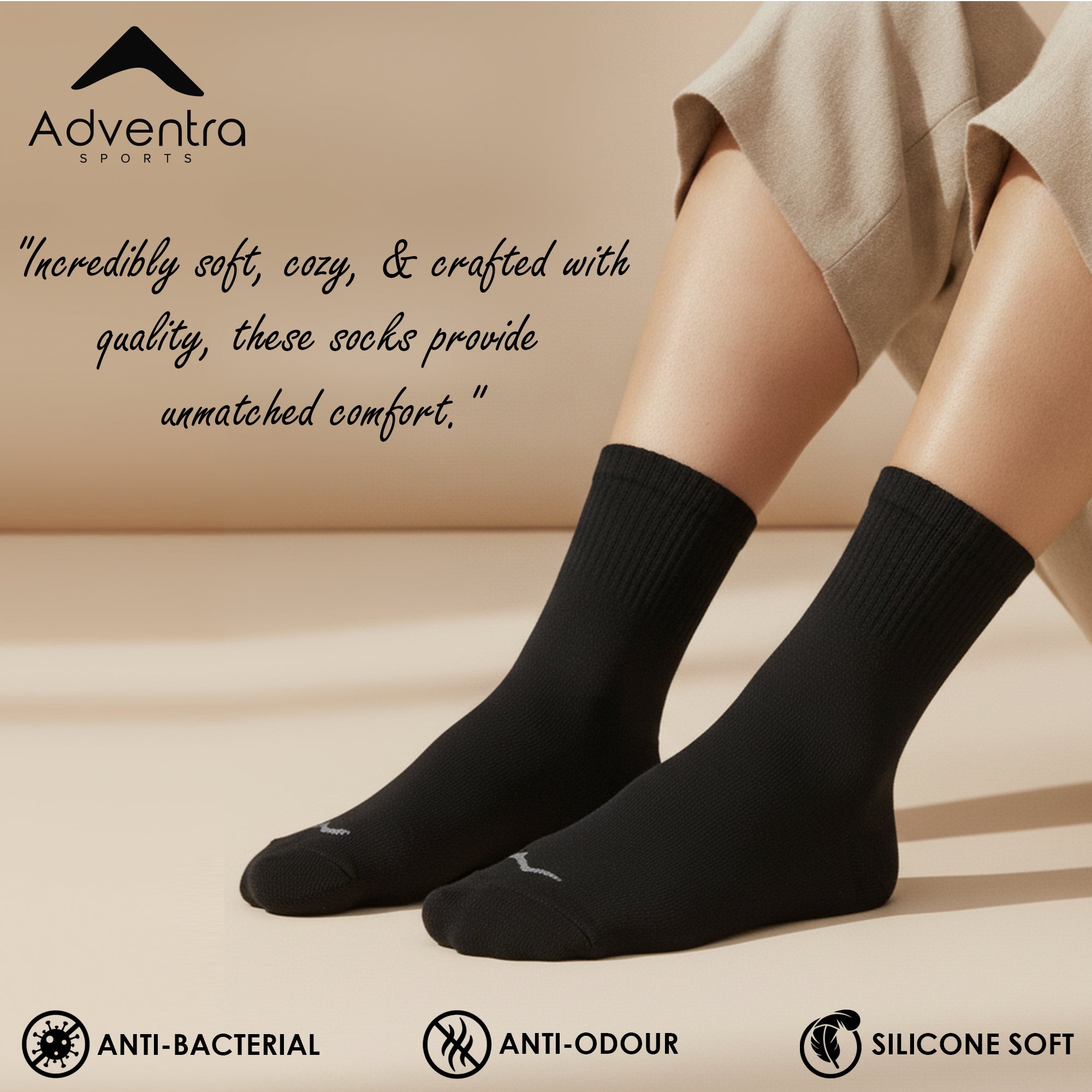 Mid Ankle Socks - Pack of 2 (BS500) -White-Black-thumbmail-3