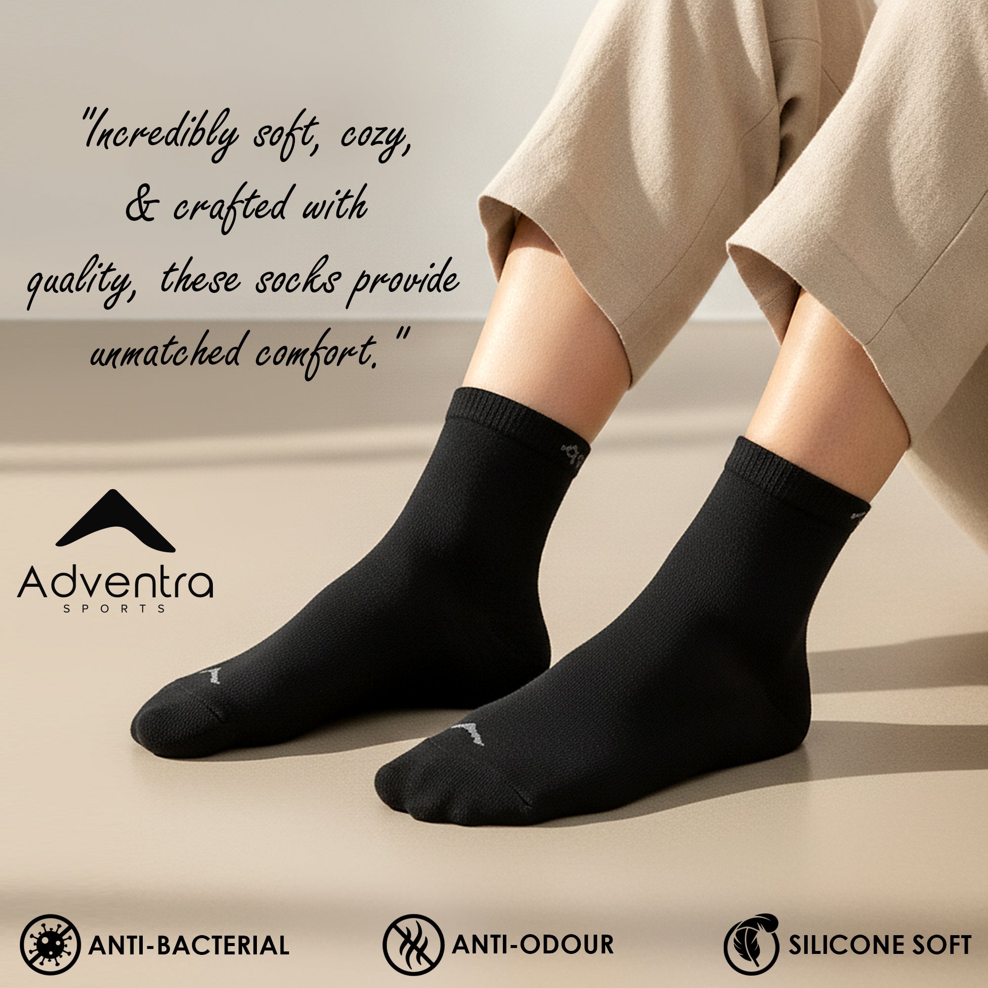 Low Ankle Cotton Socks – Pack of 2 (ES500) – Black and White-thumbmail-3