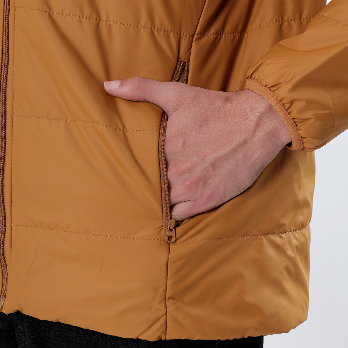 Men's Basic Winter Puffer Jacket – Water Repellent, Quilted - WH100 (Tan)-thumbmail-9