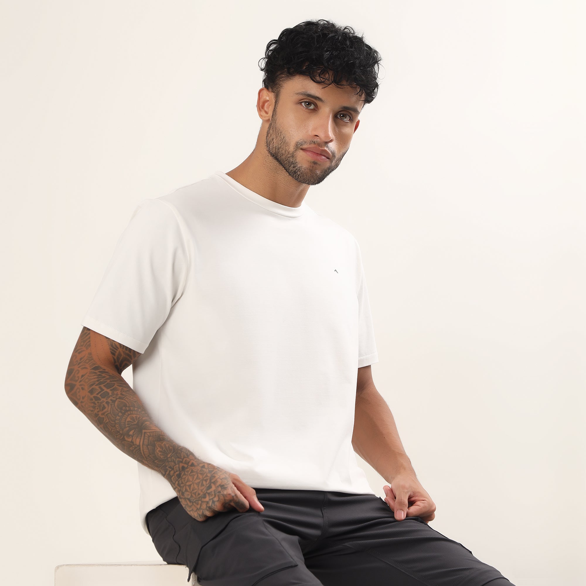 Round Neck T-Shirt | Lightweight and Breathable | White-thumbmail-8