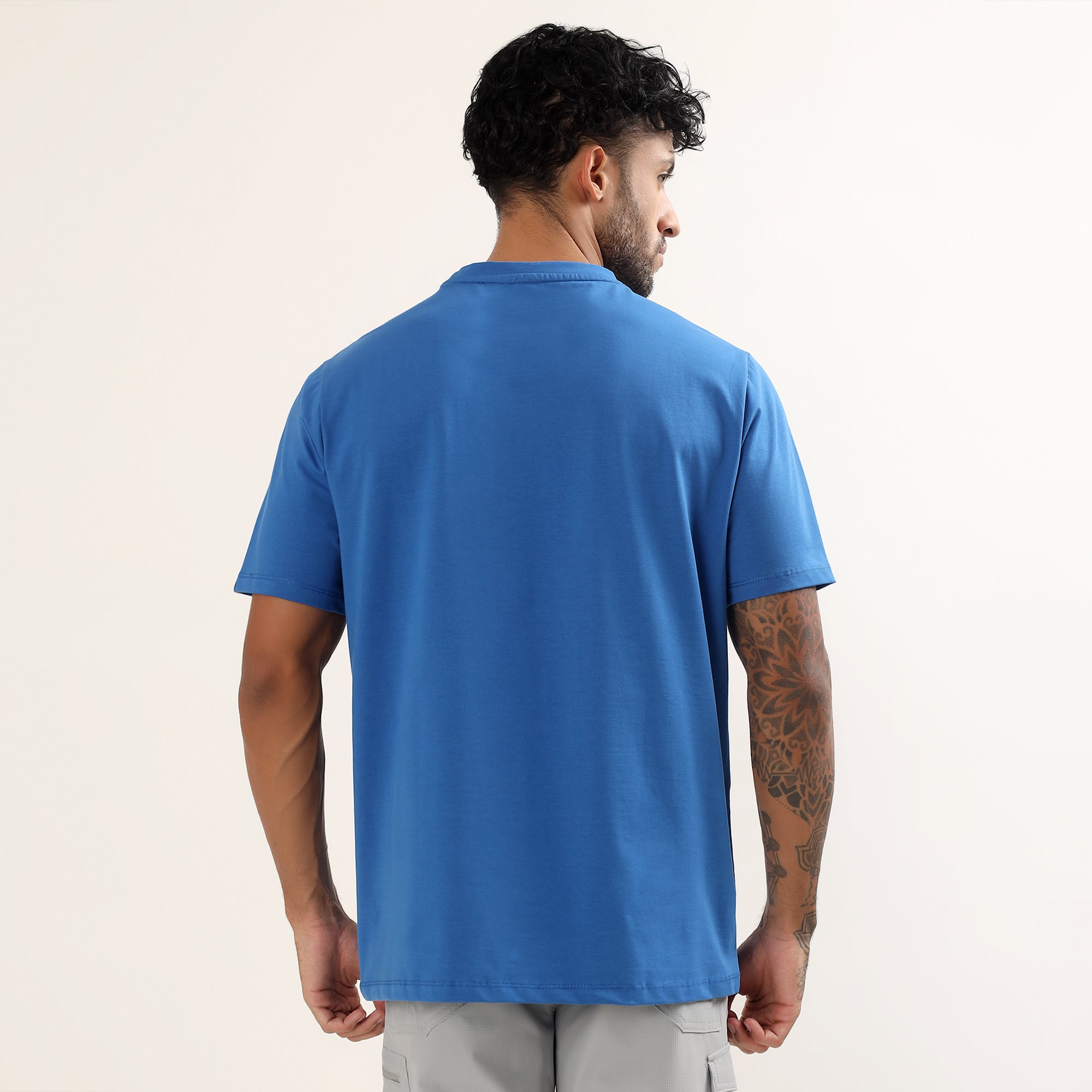 Adventra Men Cotton Lycra Round Neck T-Shirt | APR500 | Navy Blue-thumbmail-8