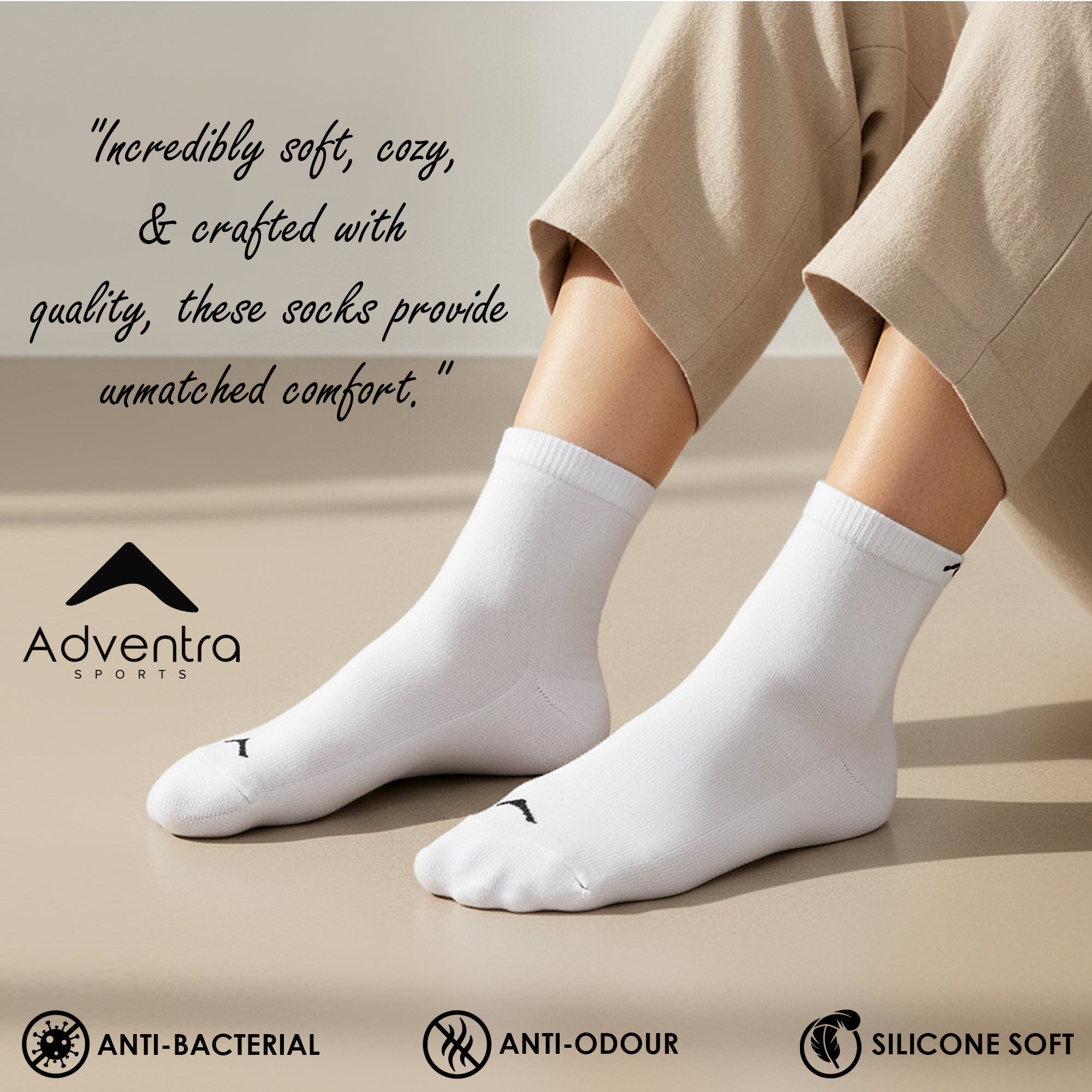 Low Ankle Cotton Socks – Pack of 2 (ES500) – Olive and White-thumbmail-2