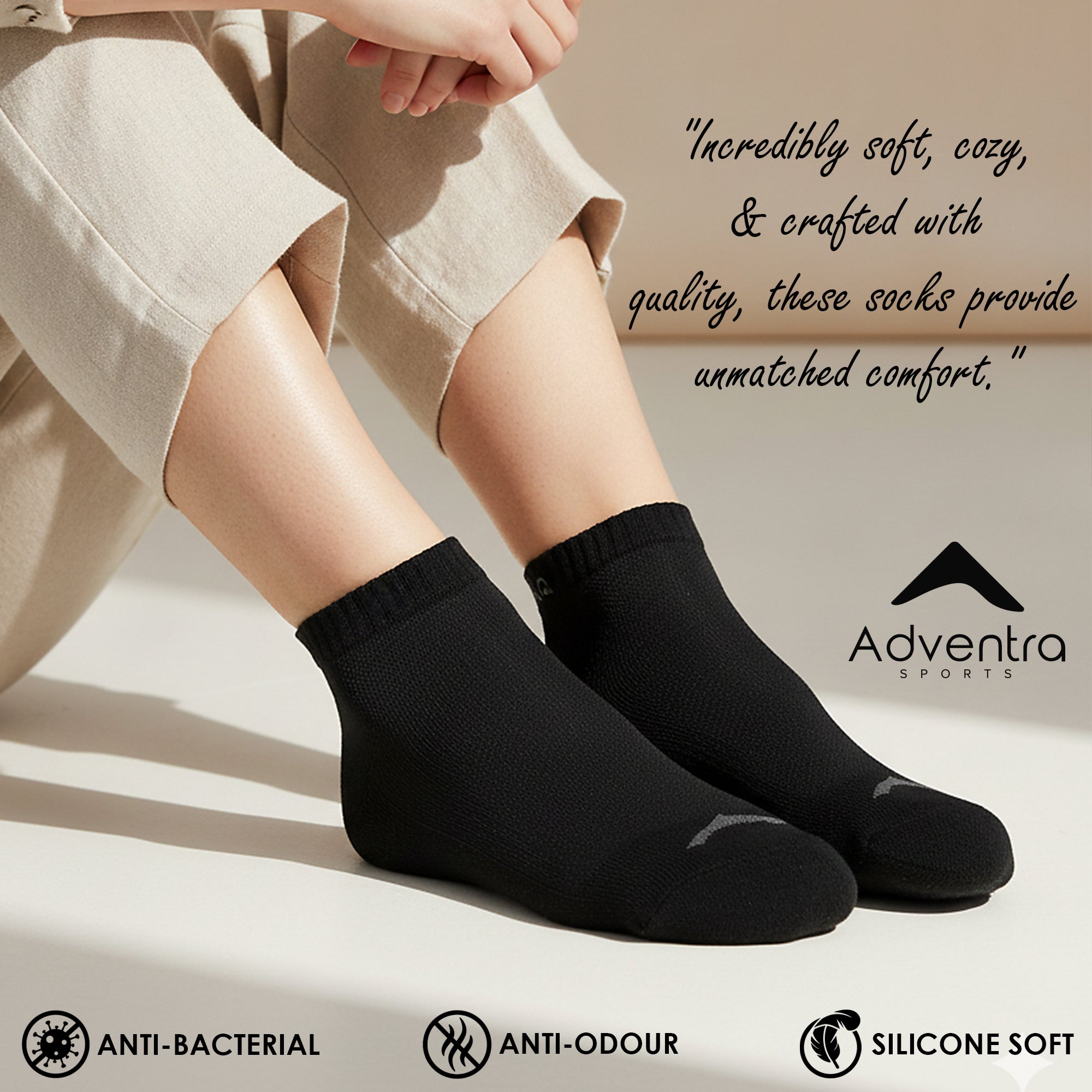 Low Ankle Cotton Socks – Pack of 2 (ES400) – Black and Olive-thumbmail-3