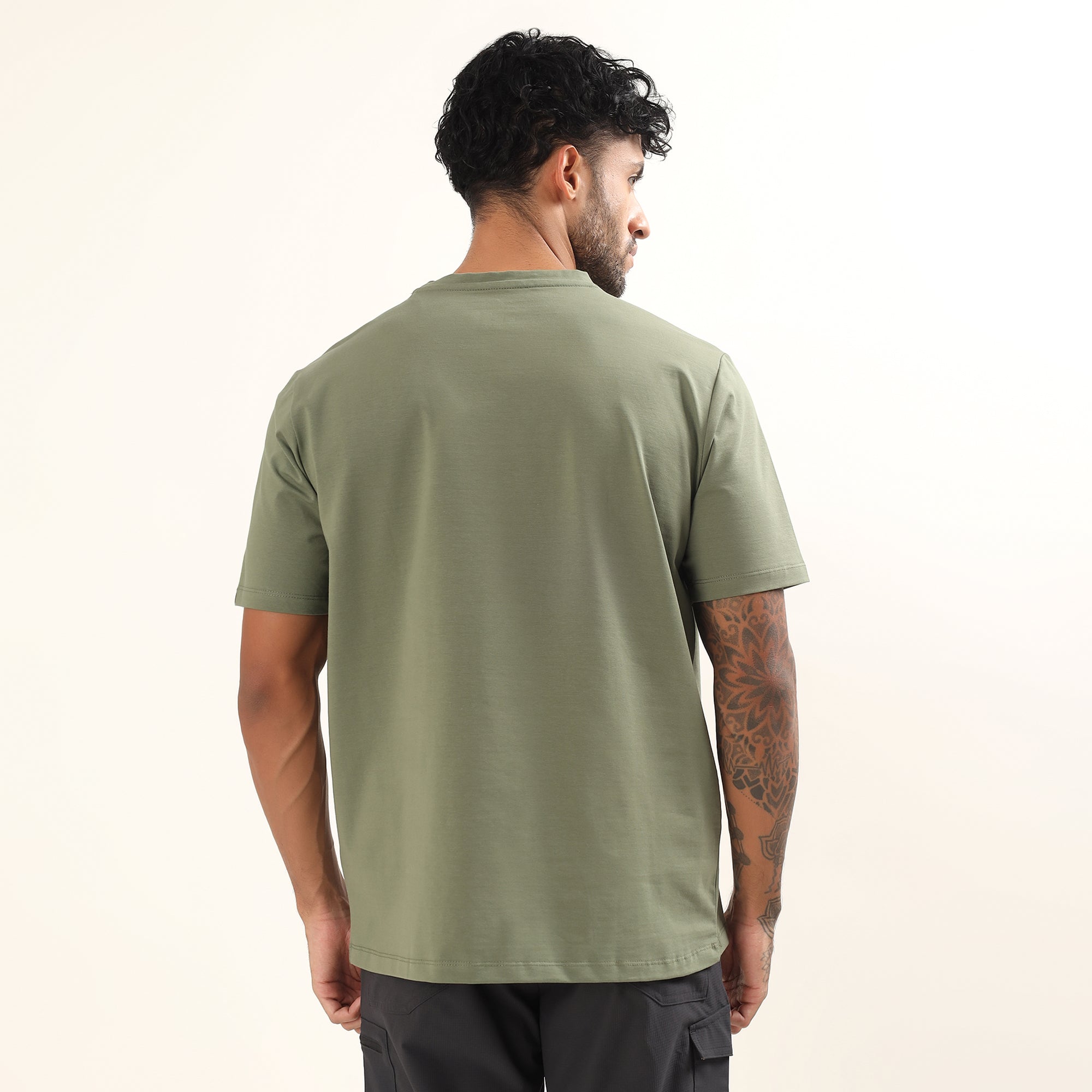 Round Neck T-Shirt | Lightweight and Breathable | Olive-thumbmail-8