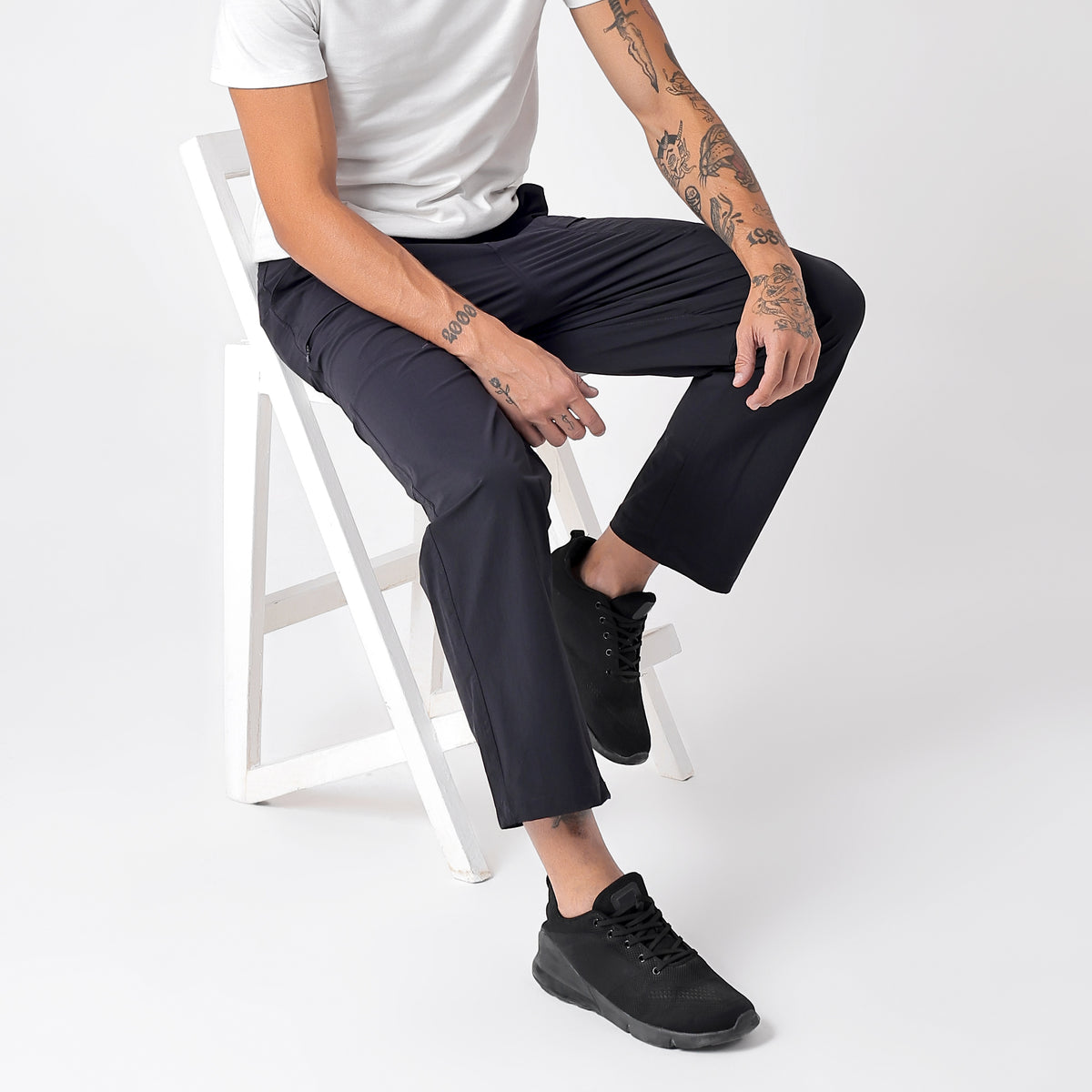 Men's Lightweight Long Pants with Buckle Belt (EH970) Navy-thumbmail-7