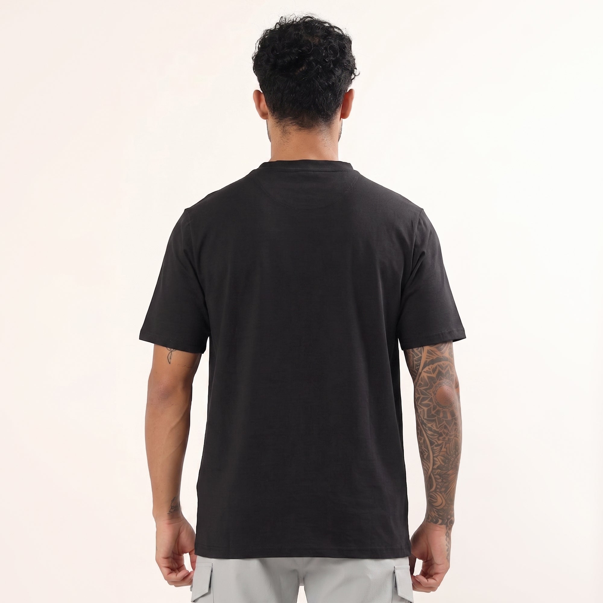 Adventra Men Cotton Lycra Round Neck T-Shirt | APR500 | Black-thumbmail-8