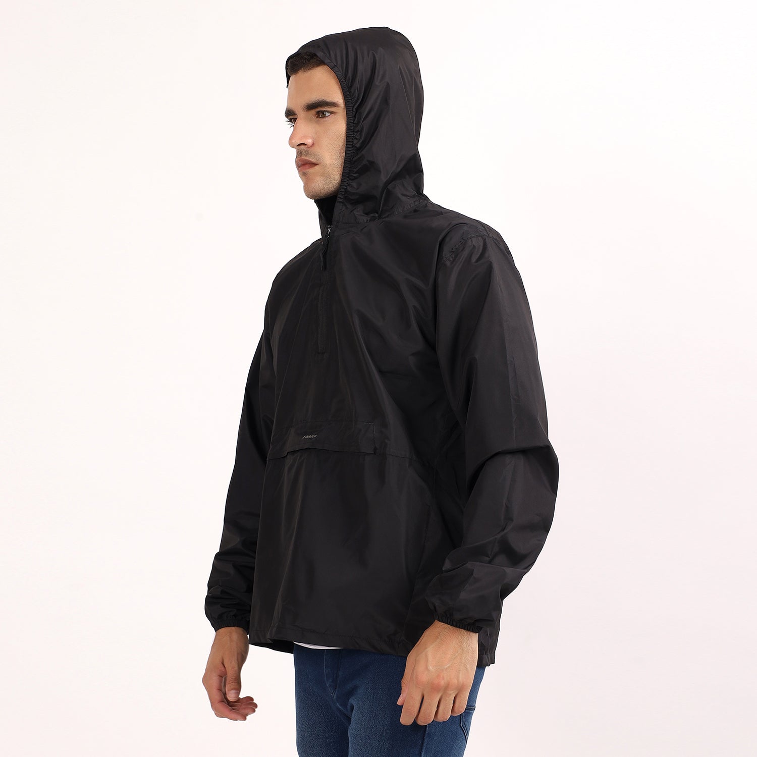 Rain Jacket with pouch, Half zip rain coat, Lightweight, Waterproof | RJ100 | Black-thumbmail-10