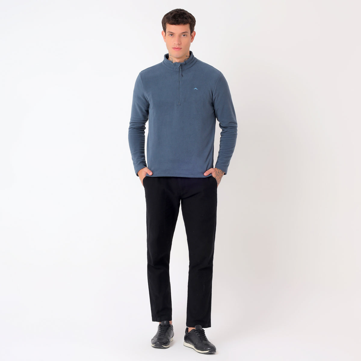Men's Half Zip Fleece Jacket – Lightweight (EH400) Blue Grey-thumbmail-7