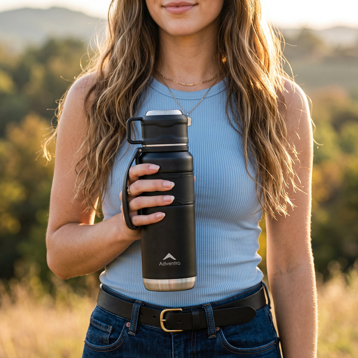 Adventra Trail Hydration Flask Bottle 930 ml with Cup – Black – BT102-thumbmail-2