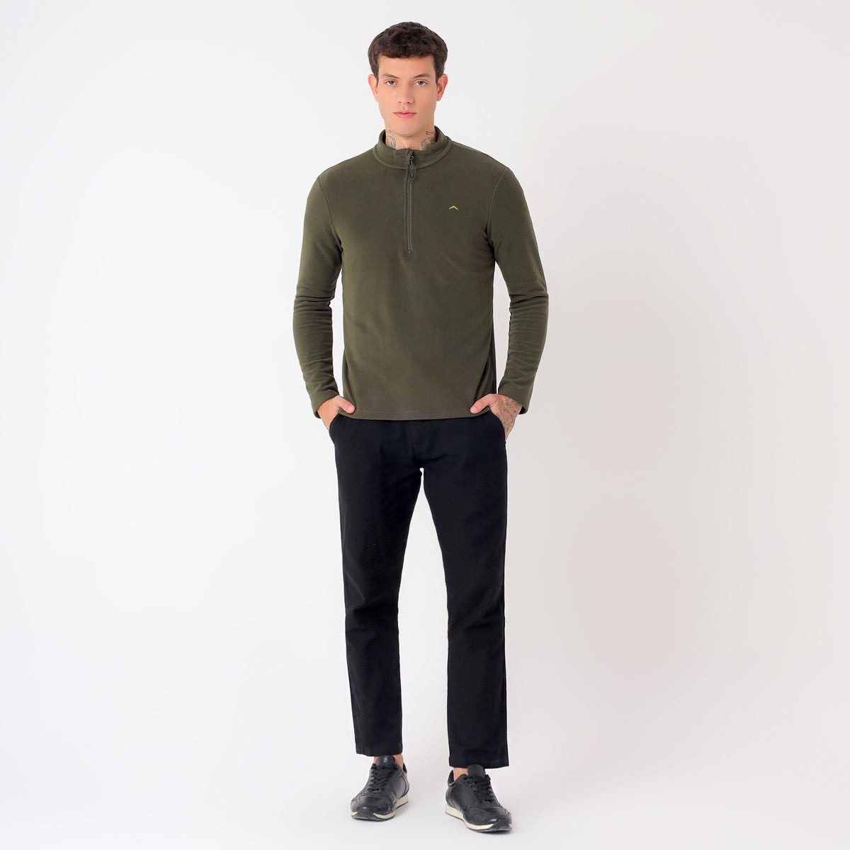 Men's Half Zip Fleece Jacket – Lightweight (EH400) Olive-thumbmail-7