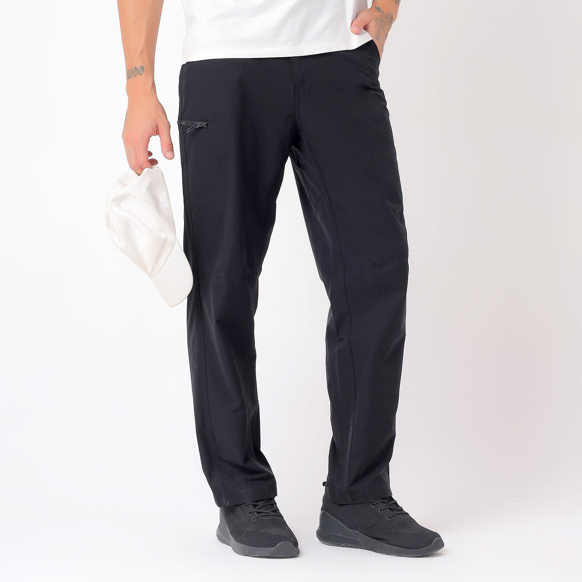 Men's Lightweight Cargo Pants with Zipper Pockets (EH910) - Black-thumbmail-7