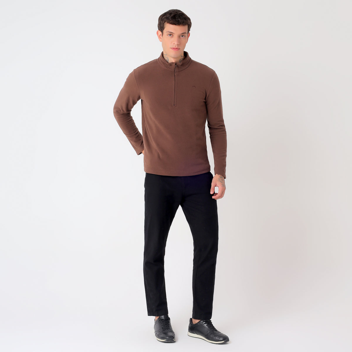Men's Half Zip Fleece Jacket – Lightweight (EH400) Brown-thumbmail-7