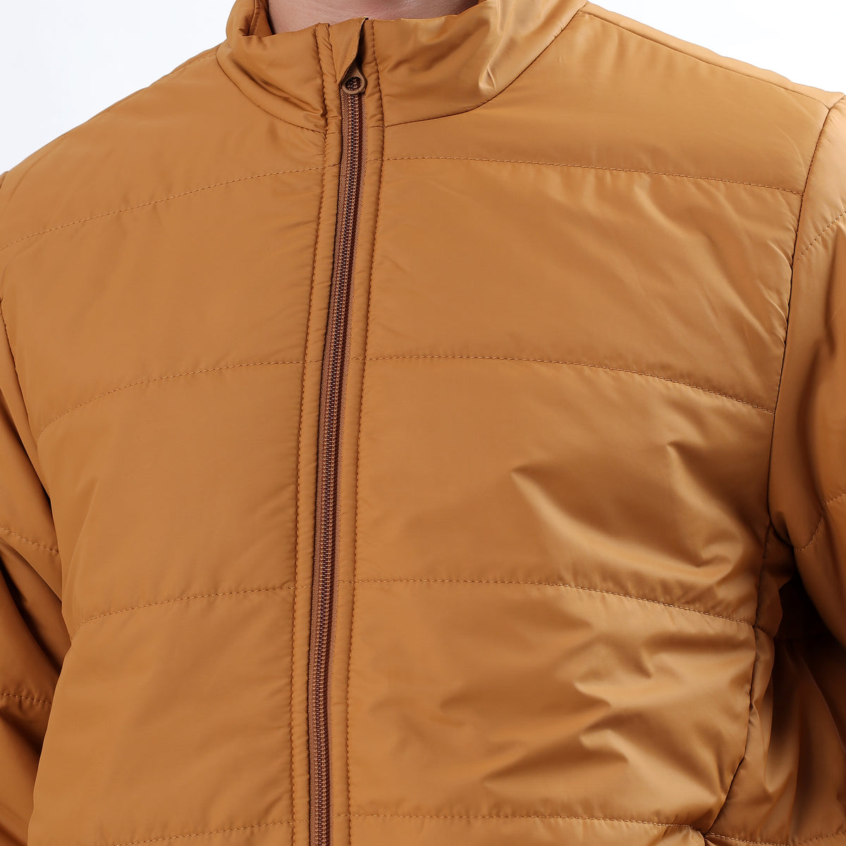 Men's Basic Winter Puffer Jacket – Water Repellent, Quilted - WH100 (Tan)-thumbmail-10