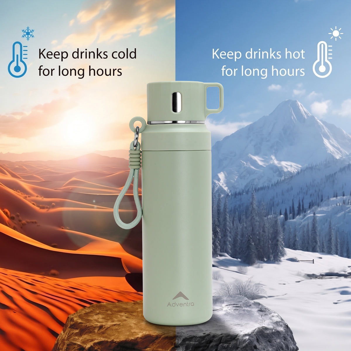 Adventra Trail Hydration Water Bottle 950 ml with Cup – Green – BT101-thumbmail-4