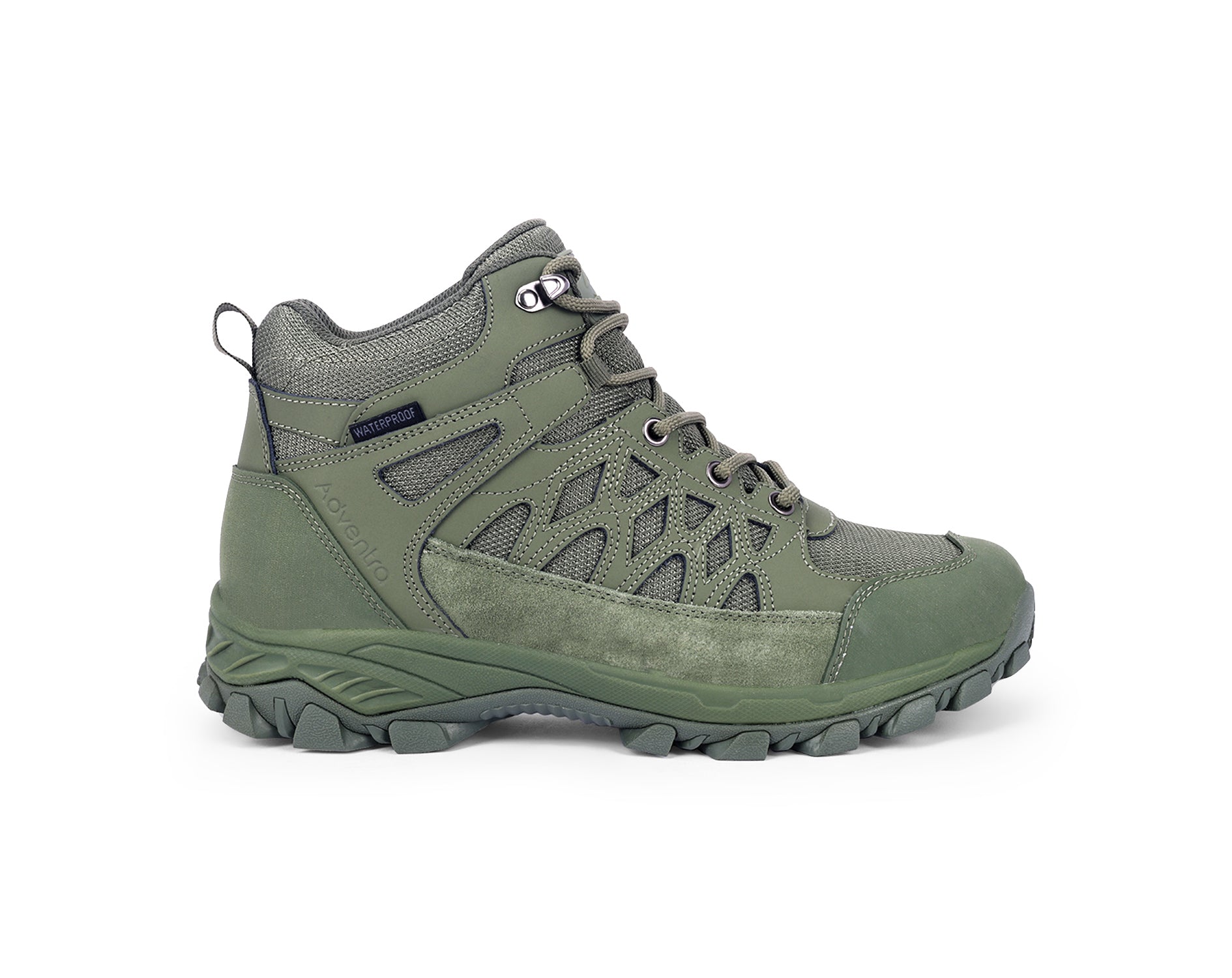Men Waterproof Mid-Top Hiking Shoes with Cushioned Comfort (WH1107) Green-thumbmail-8