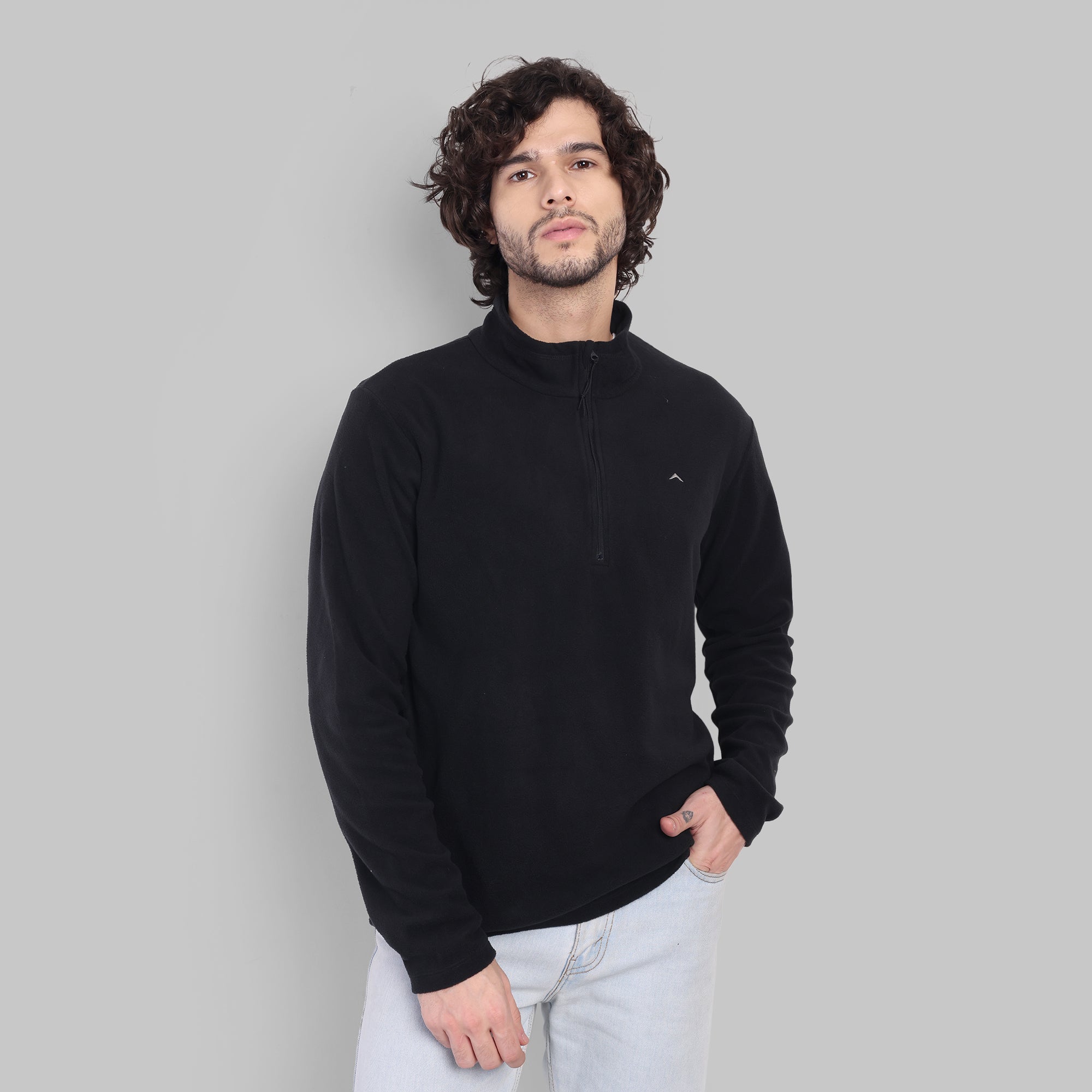 Half Zip Fleece Jacket – Lightweight (ET1000) Black-thumbmail-3
