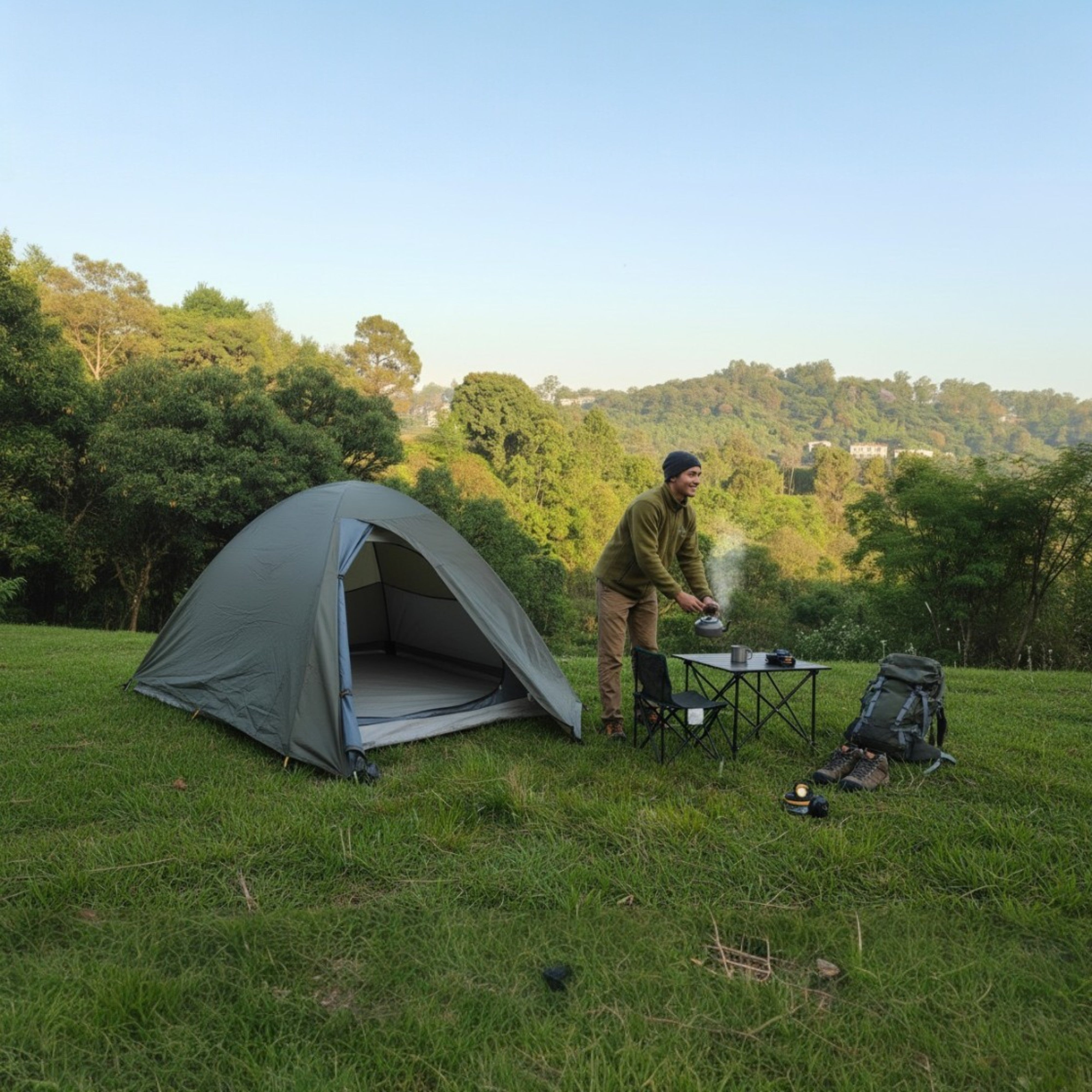 2-Person Dome Waterproof Camping Tent with Aluminium Poles, 2500 mm waterproofing (AL ET1102) Olive Green-thumbmail-4