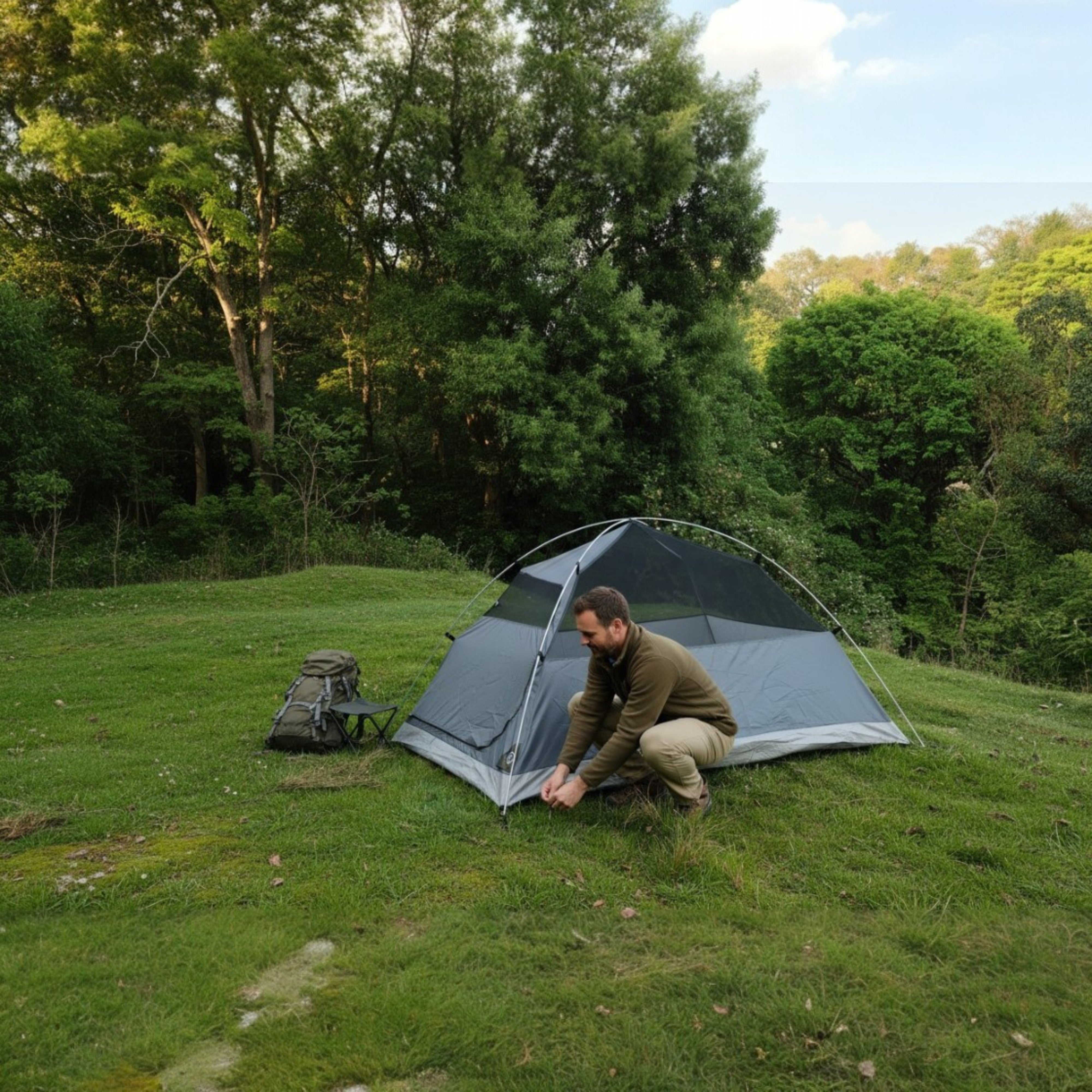 2-Person Dome Waterproof Camping Tent with Aluminium Poles, 2500 mm waterproofing (AL ET1102) Olive Green-thumbmail-5
