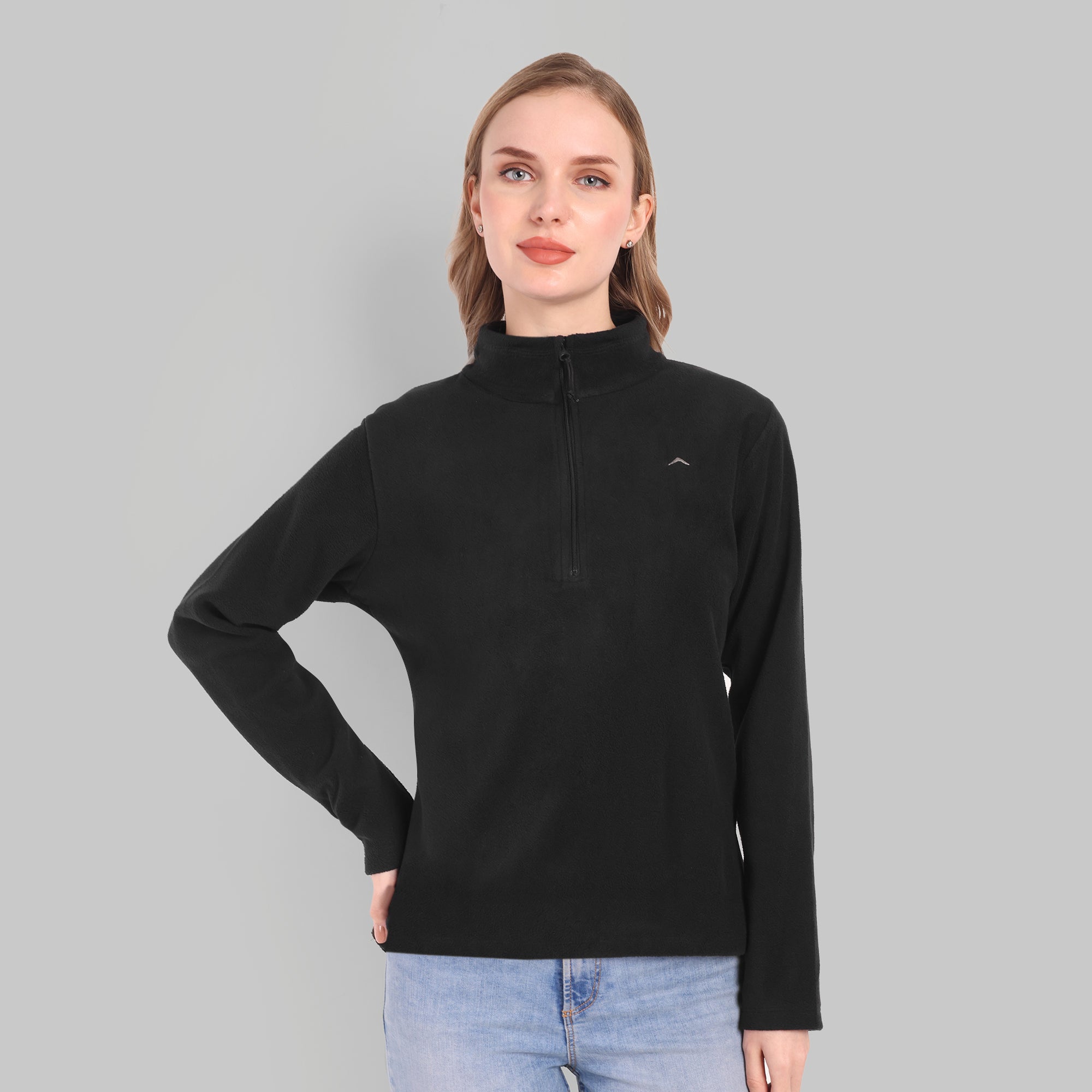 Women Half Zip Fleece Jacket – Lightweight (ET1000) Black-thumbmail-3