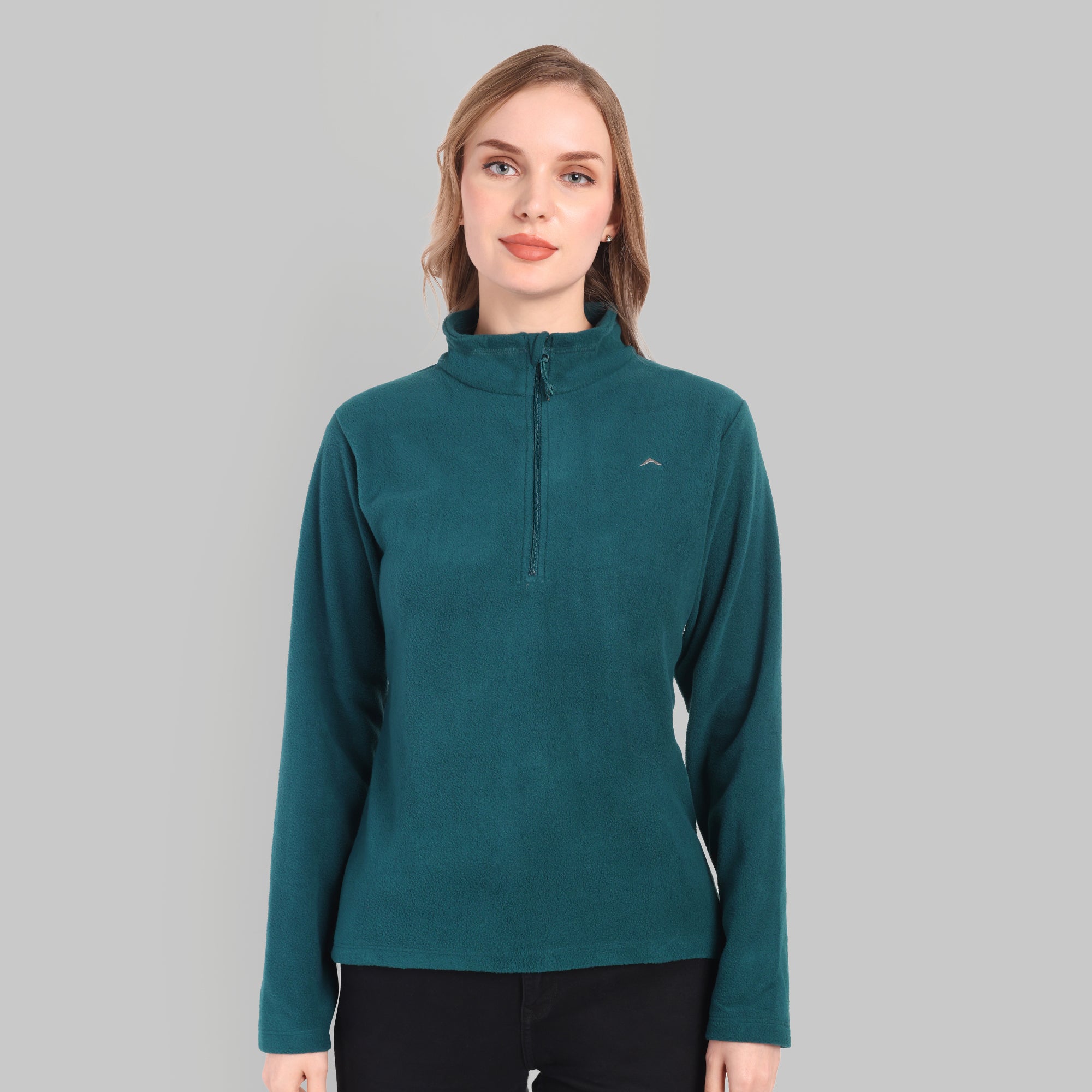 Women Half Zip Fleece Jacket – Lightweight (ET1000) Glacial Teal-thumbmail-3