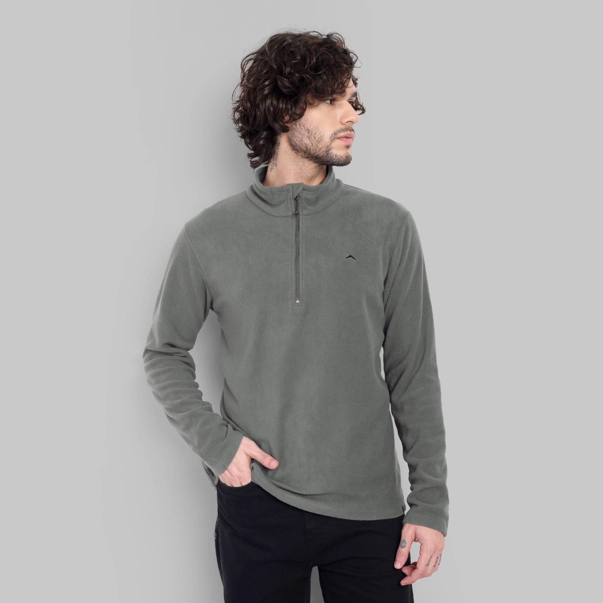 Half Zip Fleece Jacket – Lightweight (ET1000) Pewter Grey-thumbmail-3