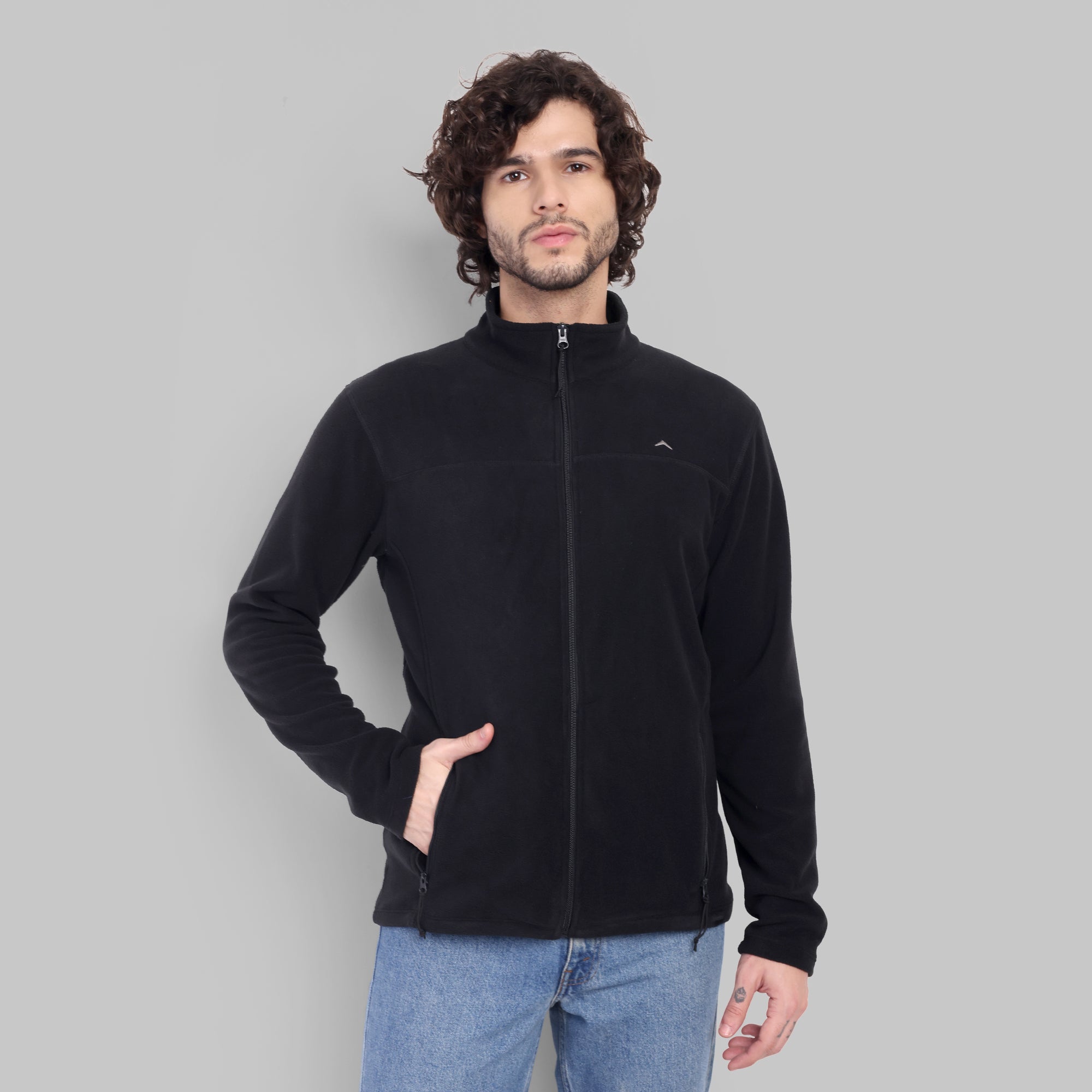 Full Zip Fleece Jacket – Lightweight (ET1000) Black-thumbmail-3
