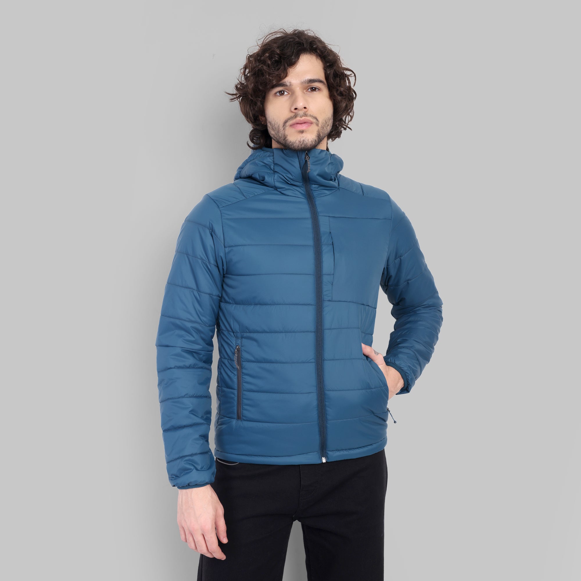 Lightweight Packable Jacket with Hood – Water-Repellent & Insulated - 5°C (ET1100) – Teal Blue-thumbmail-2