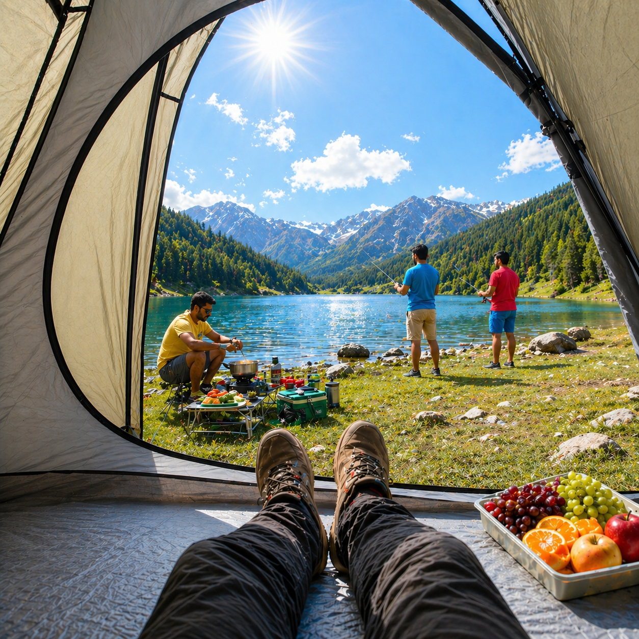 3 Person Waterproof Camping Tent with Aluminium Poles | ET1103-thumbmail-2