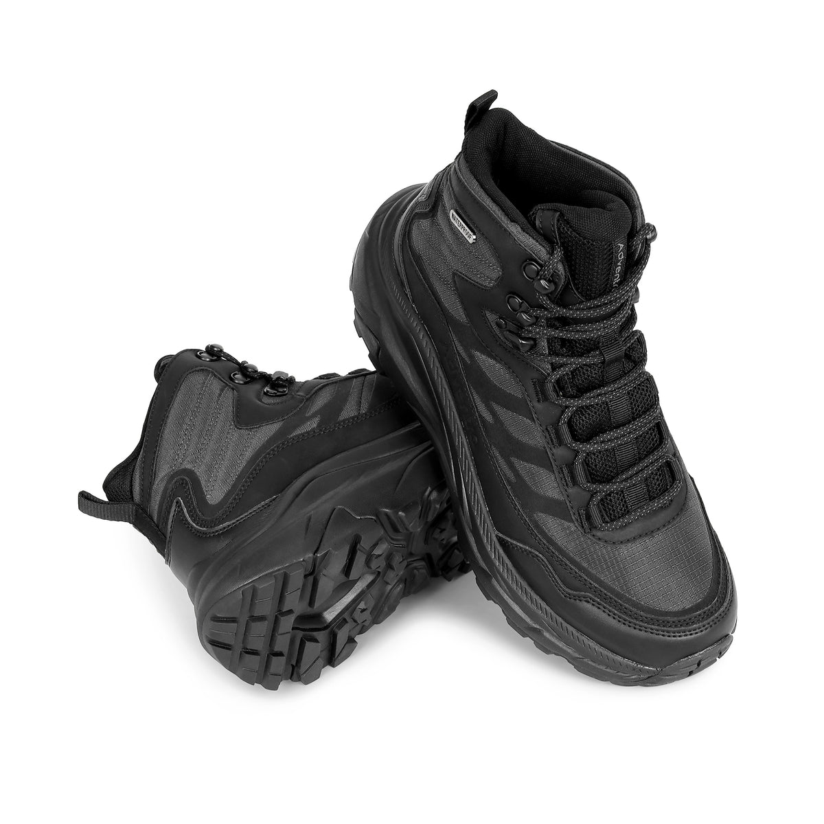 Waterproof Mid Ankle Hiking Shoes with Anti-Skid Rubber Sole (ET1112) - Black-thumbmail-7