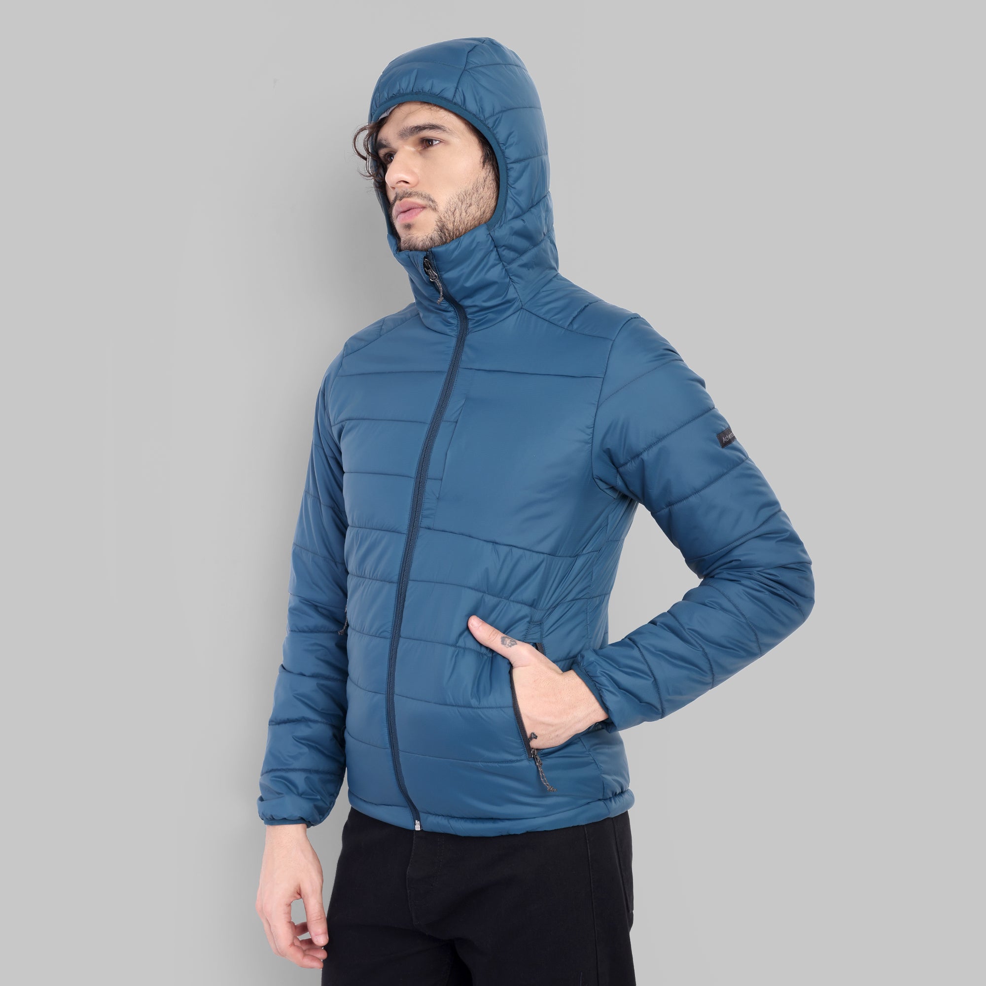 Lightweight Packable Jacket with Hood – Water-Repellent & Insulated - 5°C (ET1100) – Teal Blue-thumbmail-3