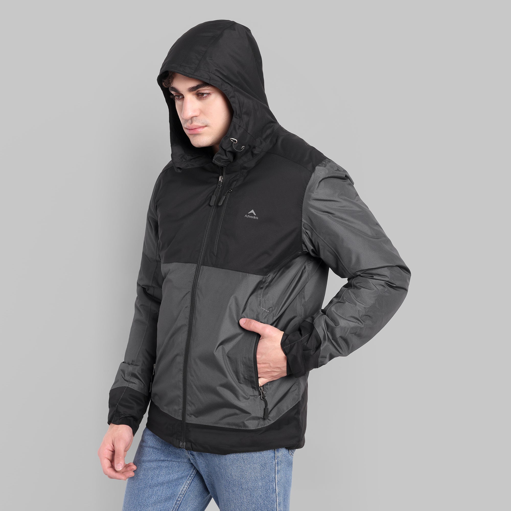 Waterproof Hooded Jacket with Pockets – Warm -10°C (ET1100) Grey/Black-thumbmail-6