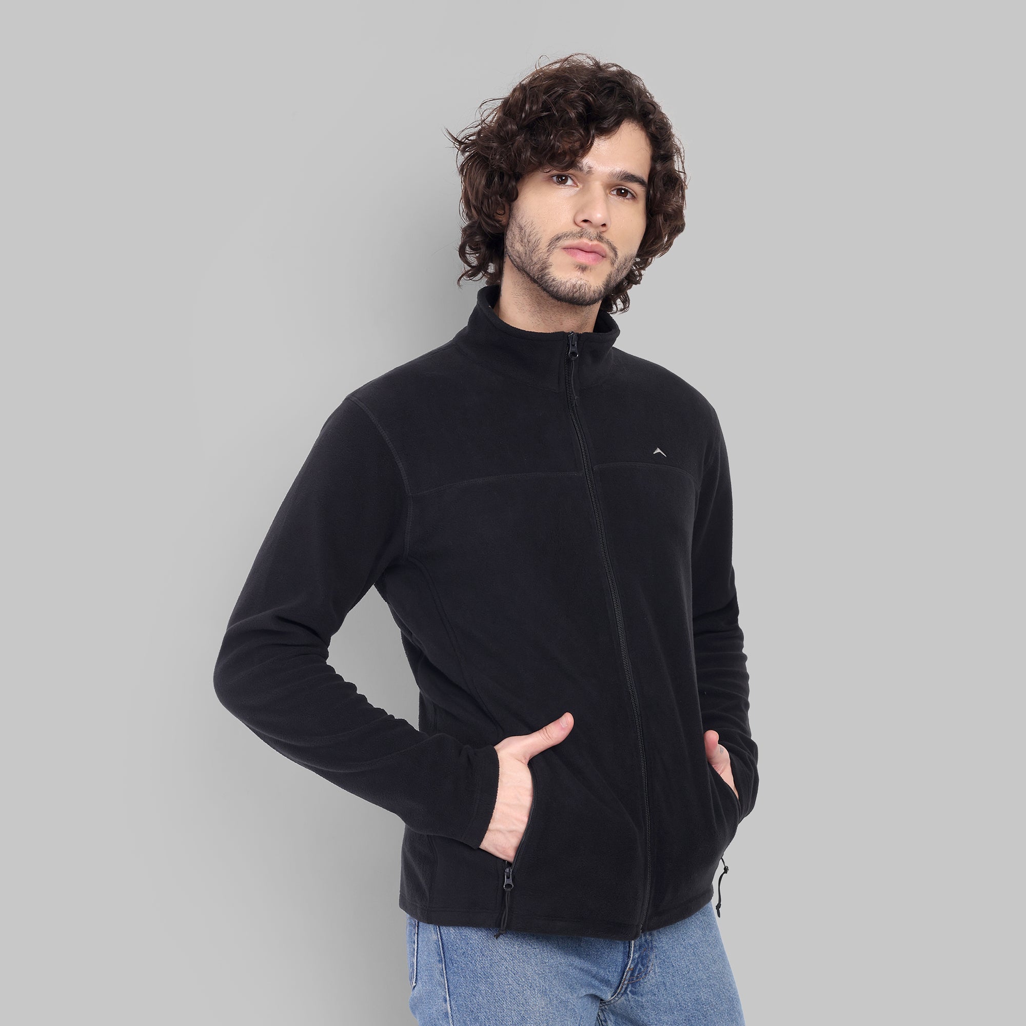 Full Zip Fleece Jacket – Lightweight (ET1000) Black-thumbmail-4