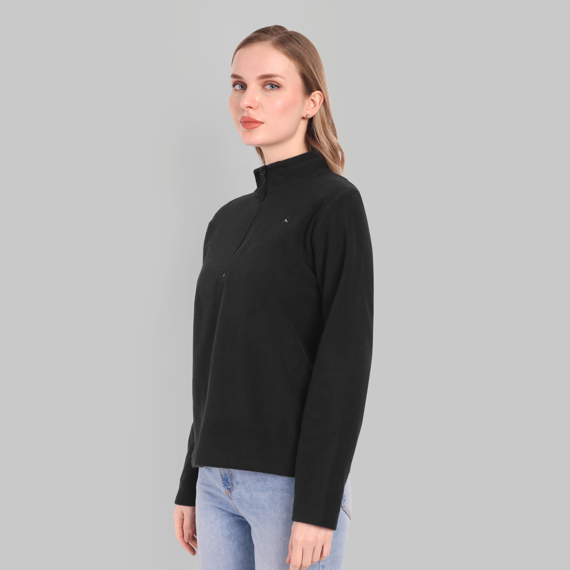 Women Half Zip Fleece Jacket – Lightweight (ET1000) Black-thumbmail-4