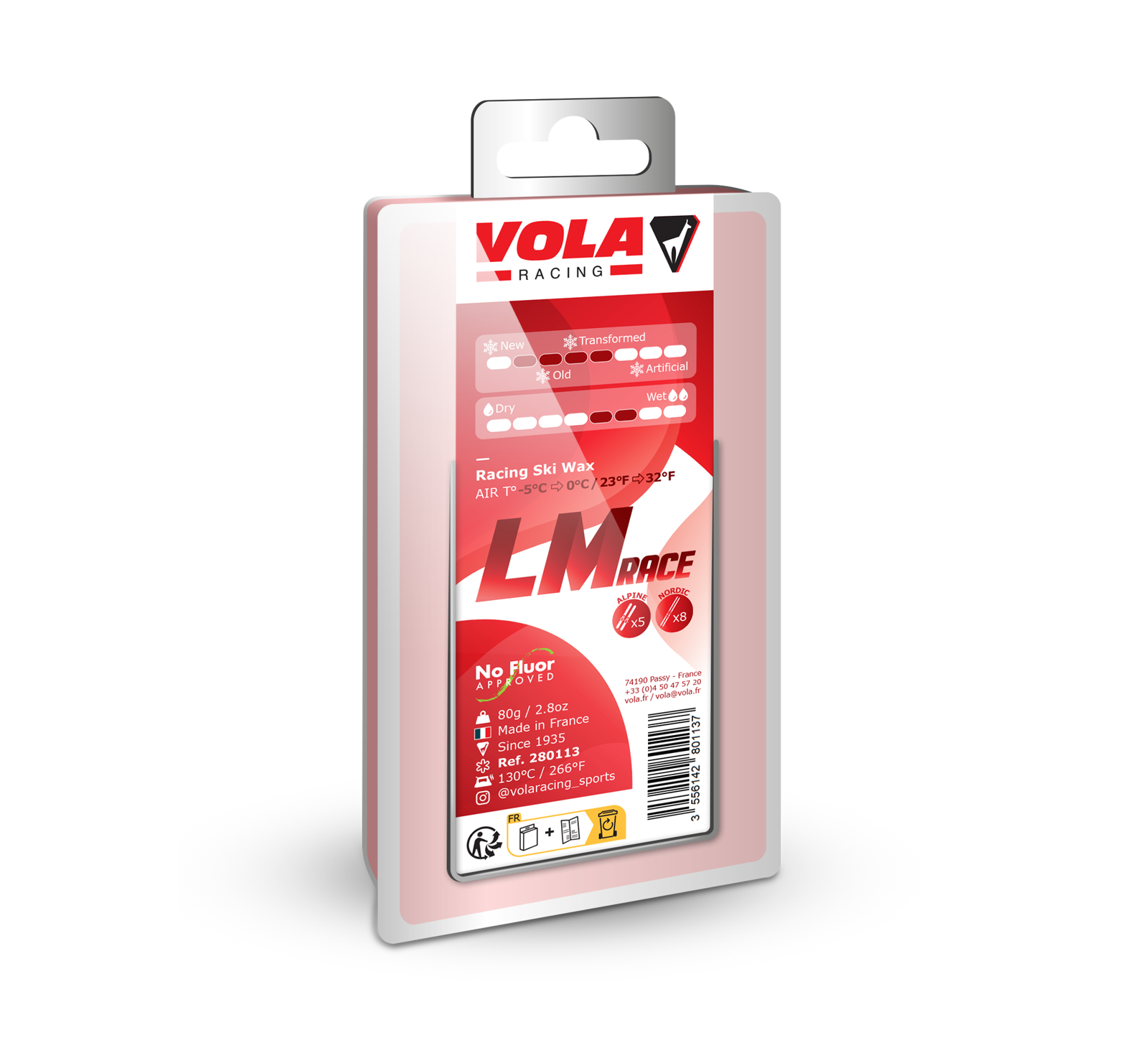 LM Race Ski Wax Red 80 g / No fluor