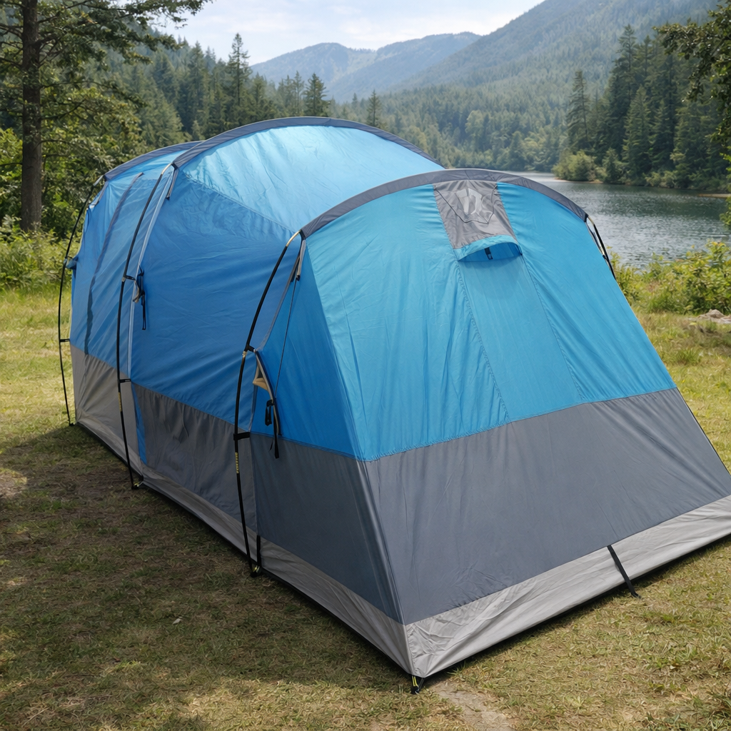 4-Person Waterproof Large Camping Tent with UV Protection & Wind-Ready ET1104 (Aqua Blue)-thumbmail-4