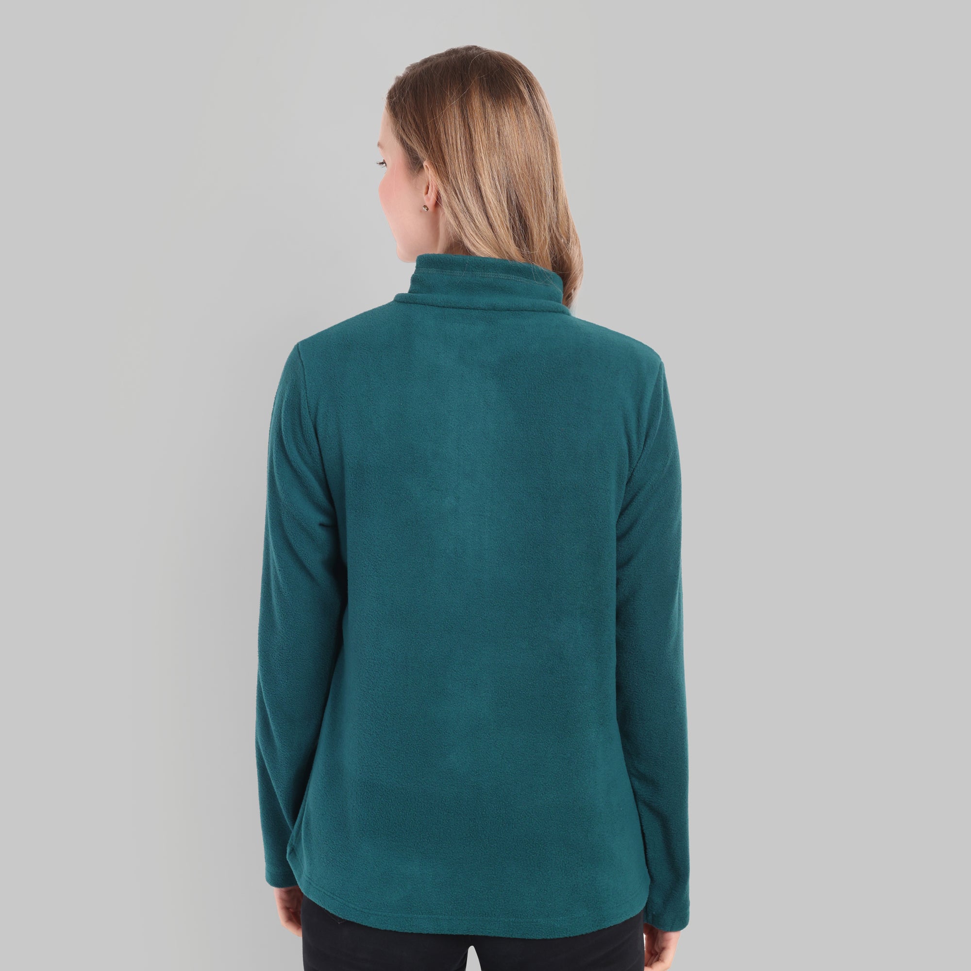 Women Half Zip Fleece Jacket – Lightweight (ET1000) Glacial Teal-thumbmail-5