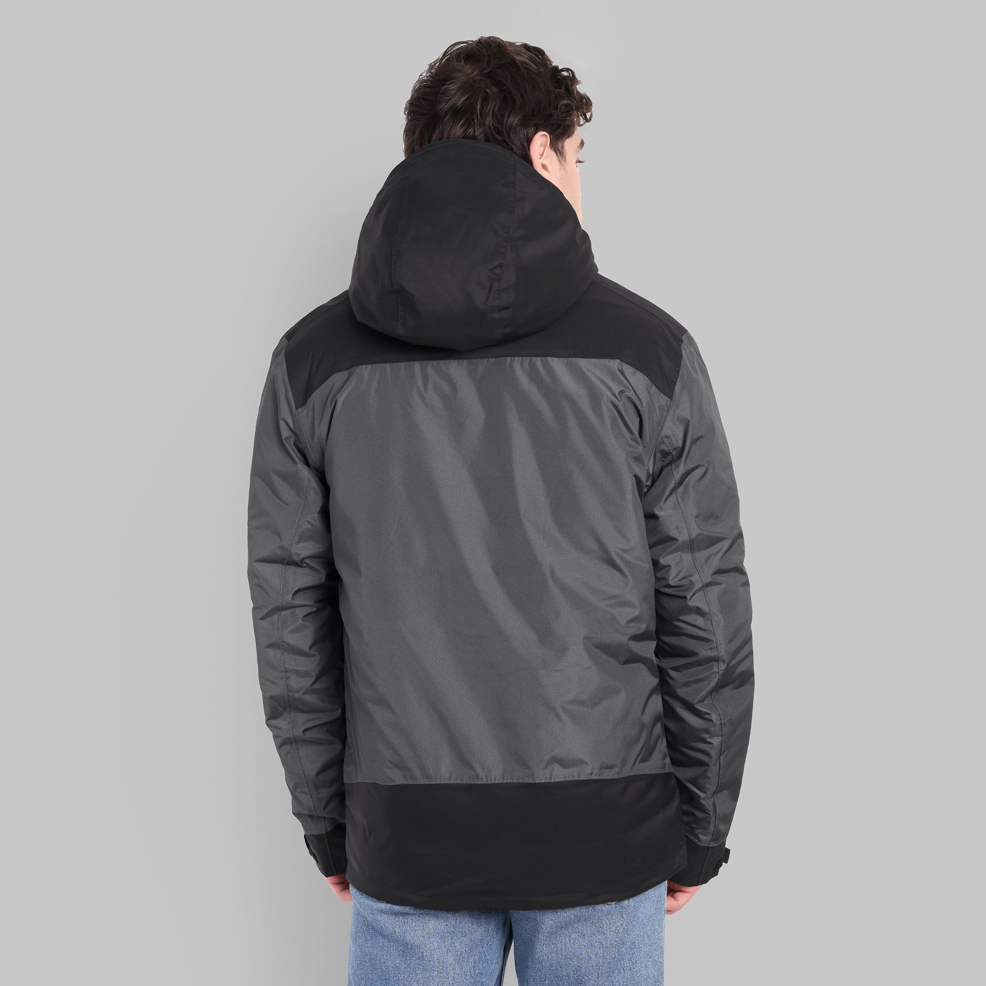 Waterproof Hooded Jacket with Pockets – Warm -10°C (ET1100) Grey/Black-thumbmail-4