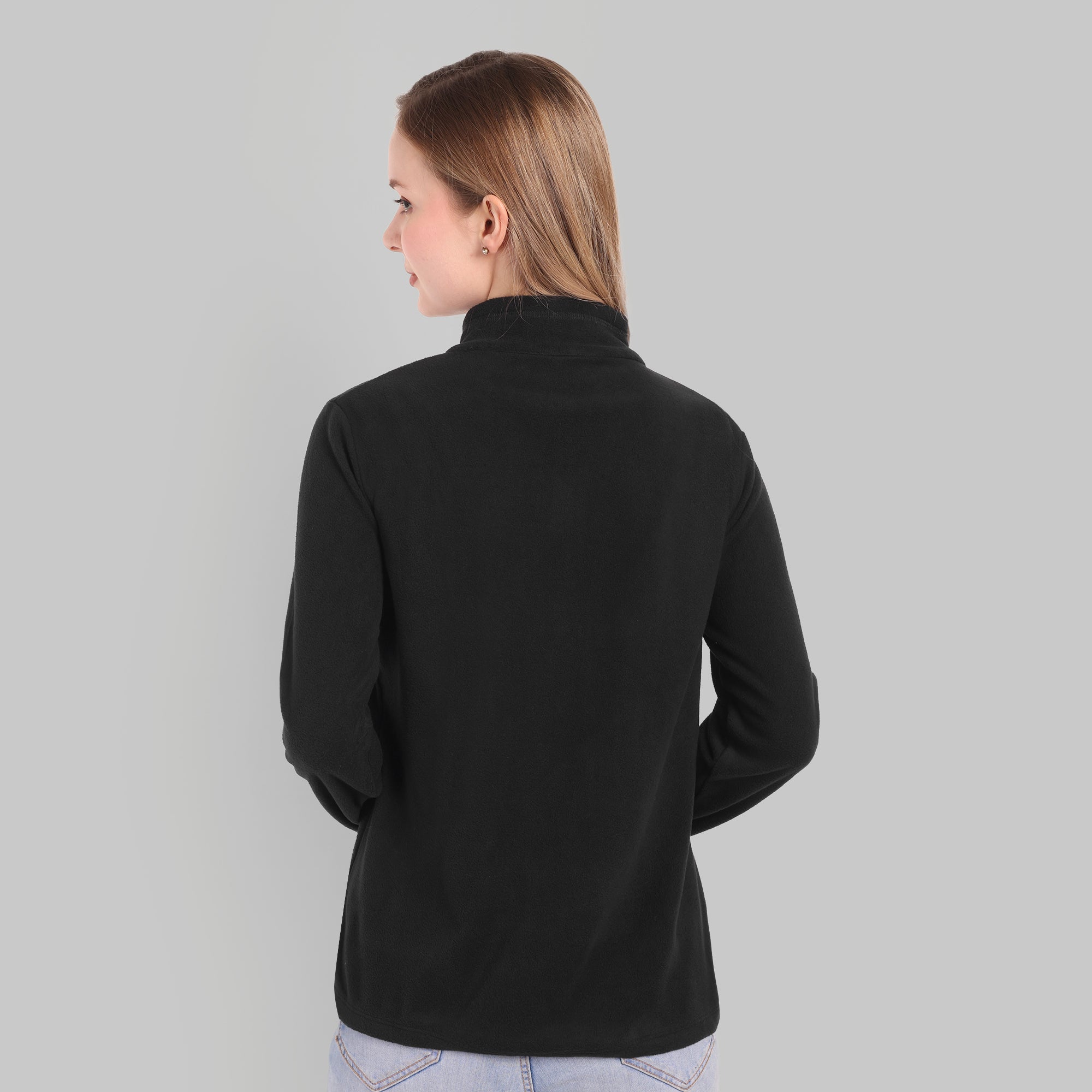 Women Half Zip Fleece Jacket – Lightweight (ET1000) Black-thumbmail-5