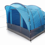 Blue and gray camping tent on a white background